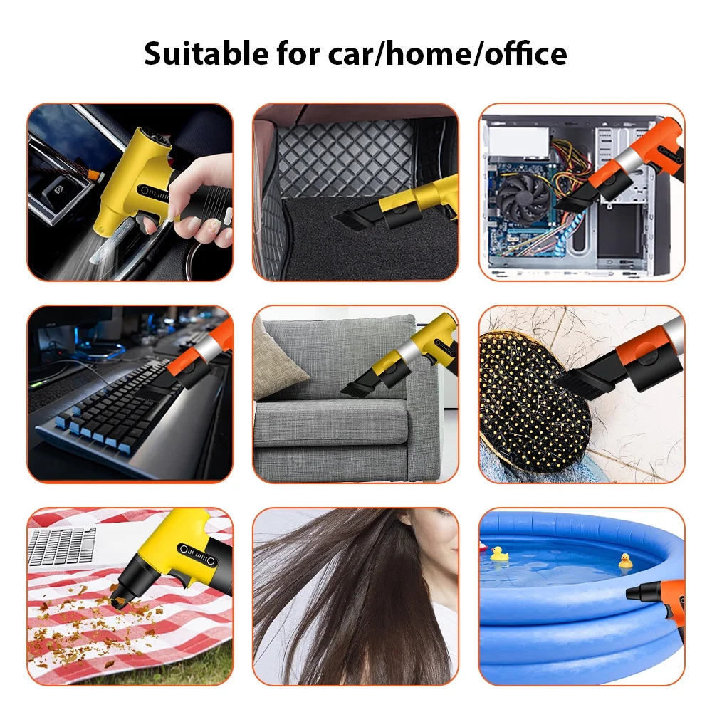 Electric Air Duster,Removal Blower Dual-purpose Removal Cars Computers Built-in Air Cars Computers And Suction Dual-purpose Handheld Compressed Air 130000rpm Turbo Fan Turbo Fan And