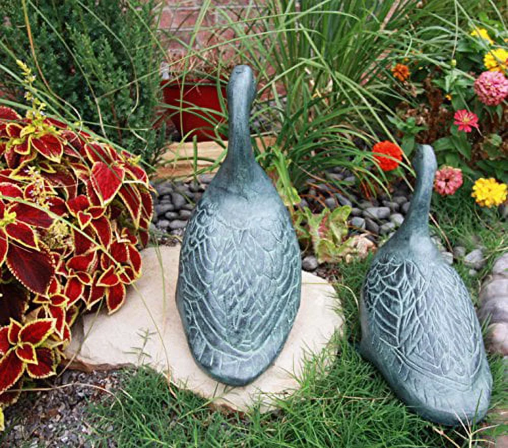 Atlantic Collectibles Large Verdi Green Aluminum Two Lover Pond Ducks Garden Statue Set