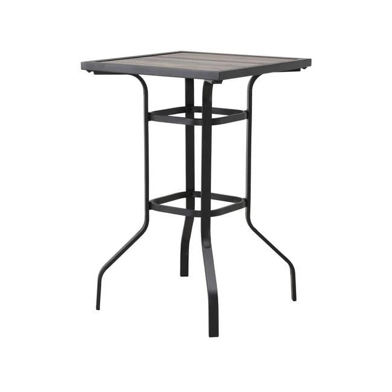 HomeRoots 518860 25 in. Square Metal Outdoor Bistro Table, Brown & Black