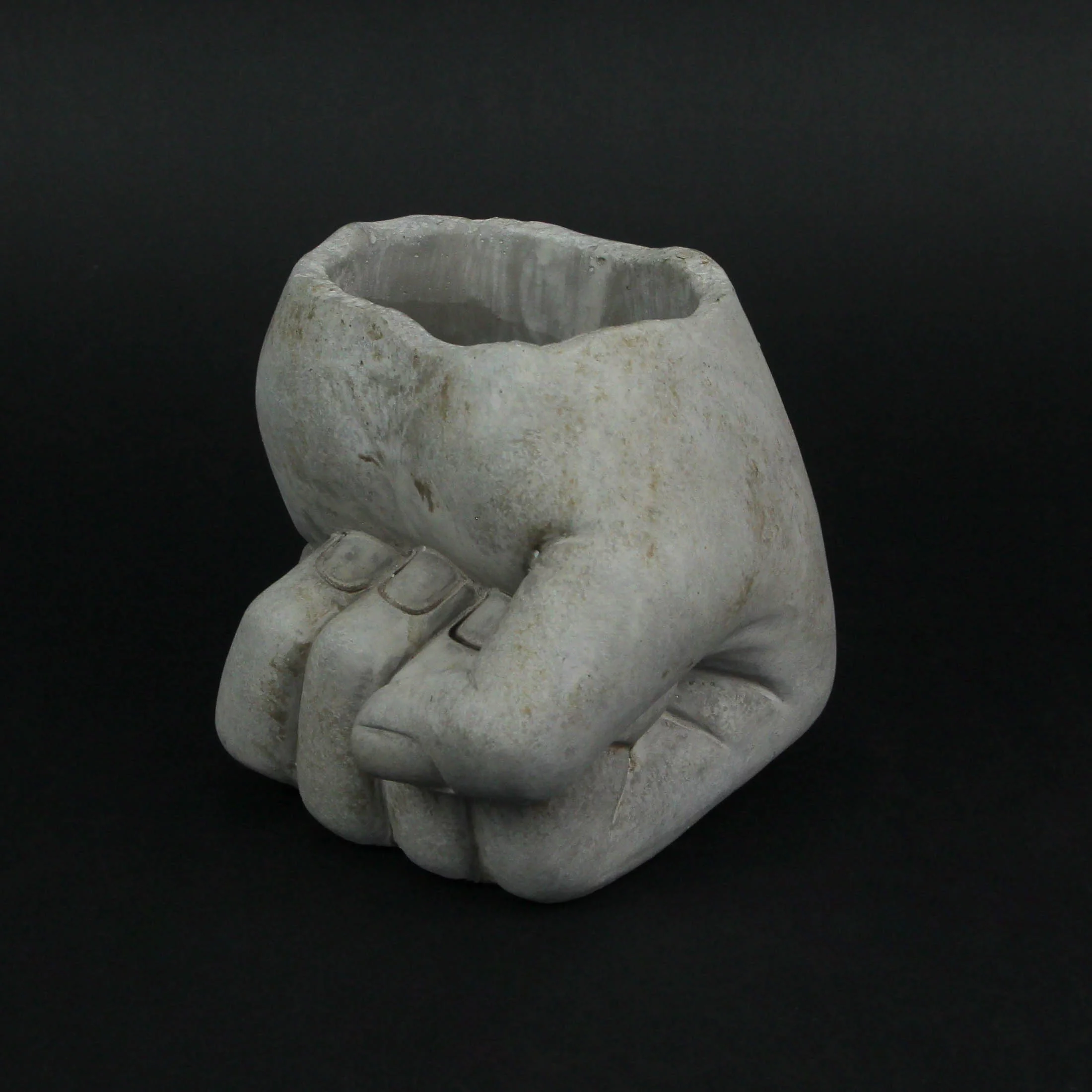Mayrich 7 inch Fist Bump Hand Concrete Plant Pot Planter / Candle Holder