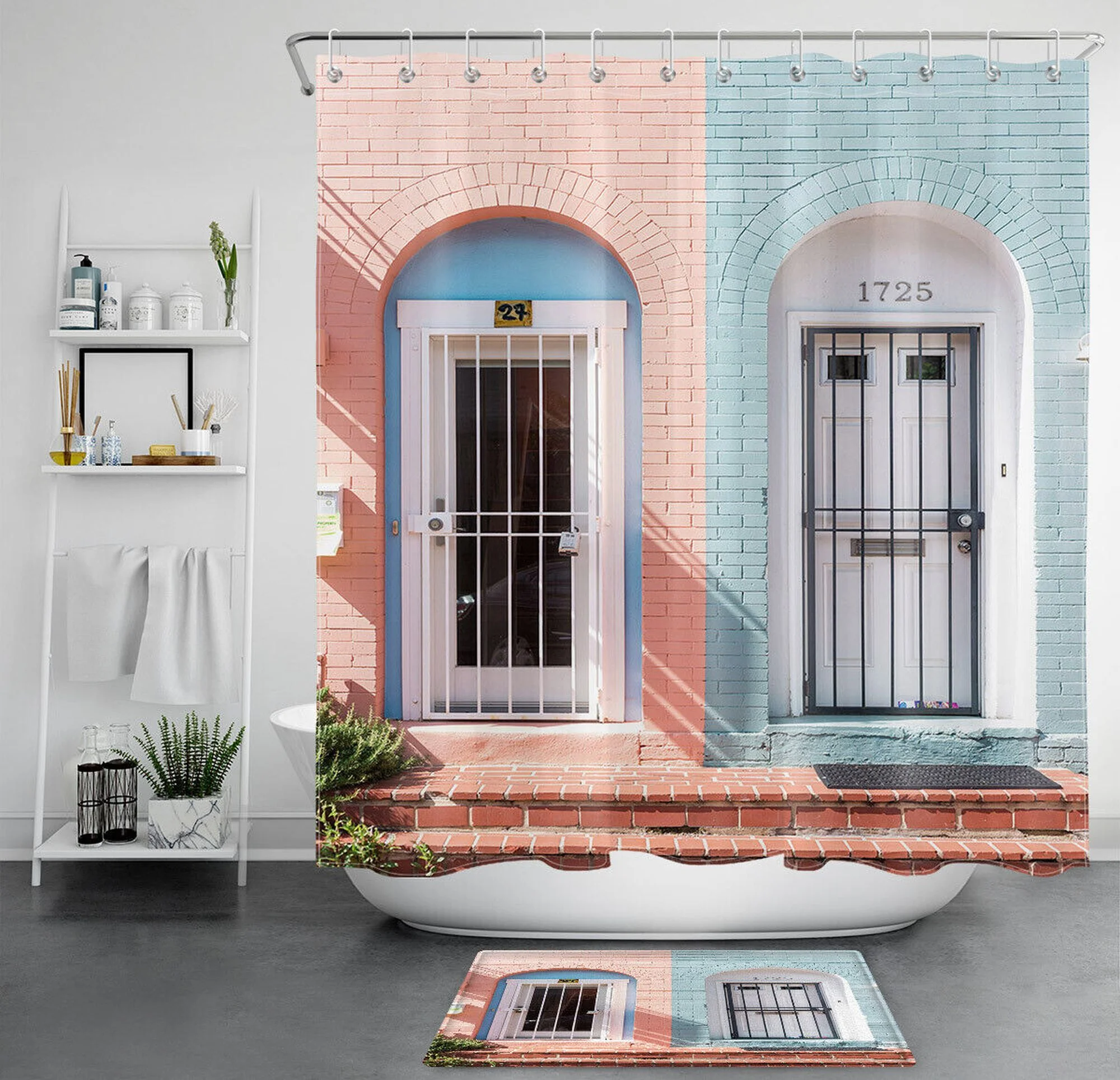 Brick Wall Bliss: Waterproof Fabric Shower Curtain in a Burst of Color for Your Entryway