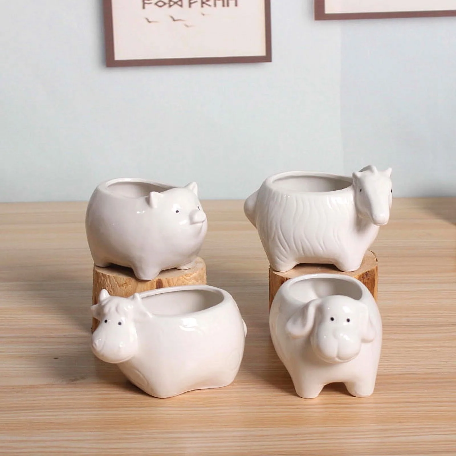 White Porcelain Succulent Planter - Minimalist Ceramic Flower Pot