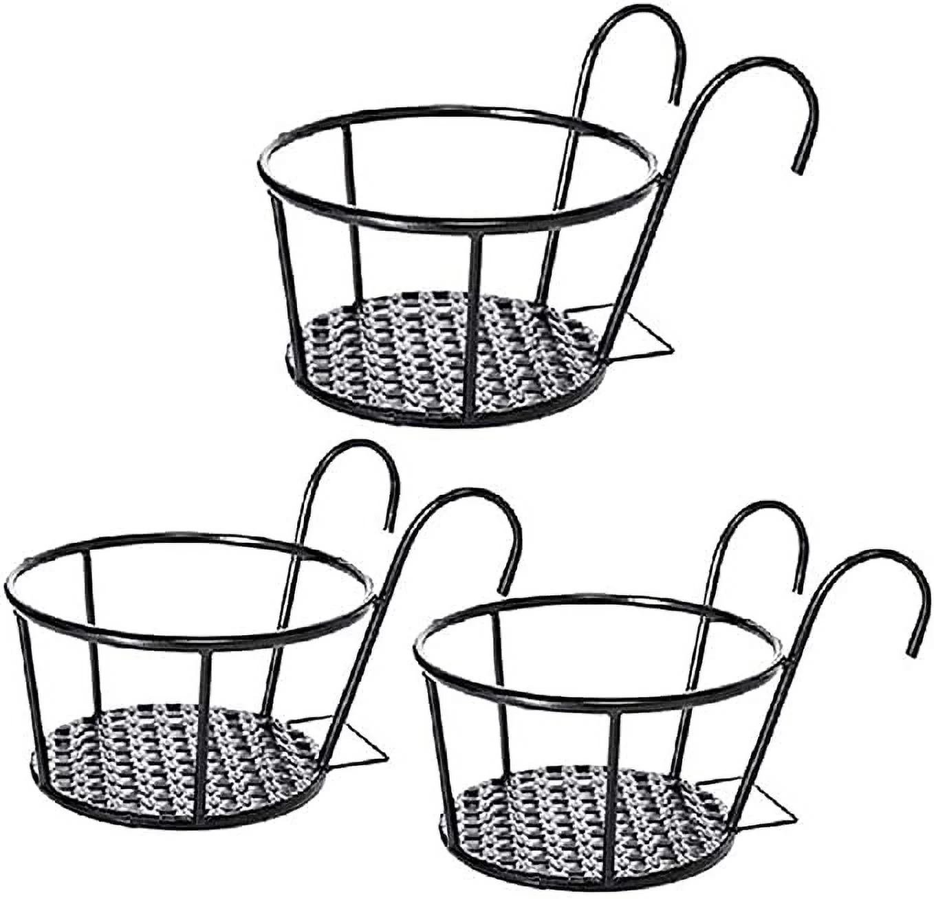 Zhuge Hanging Planters Basket,Hanging Railing Planters Flower Pot Holders,Plant Iron Racks Over The Rail Fence for Patio Balcony Porch(3)