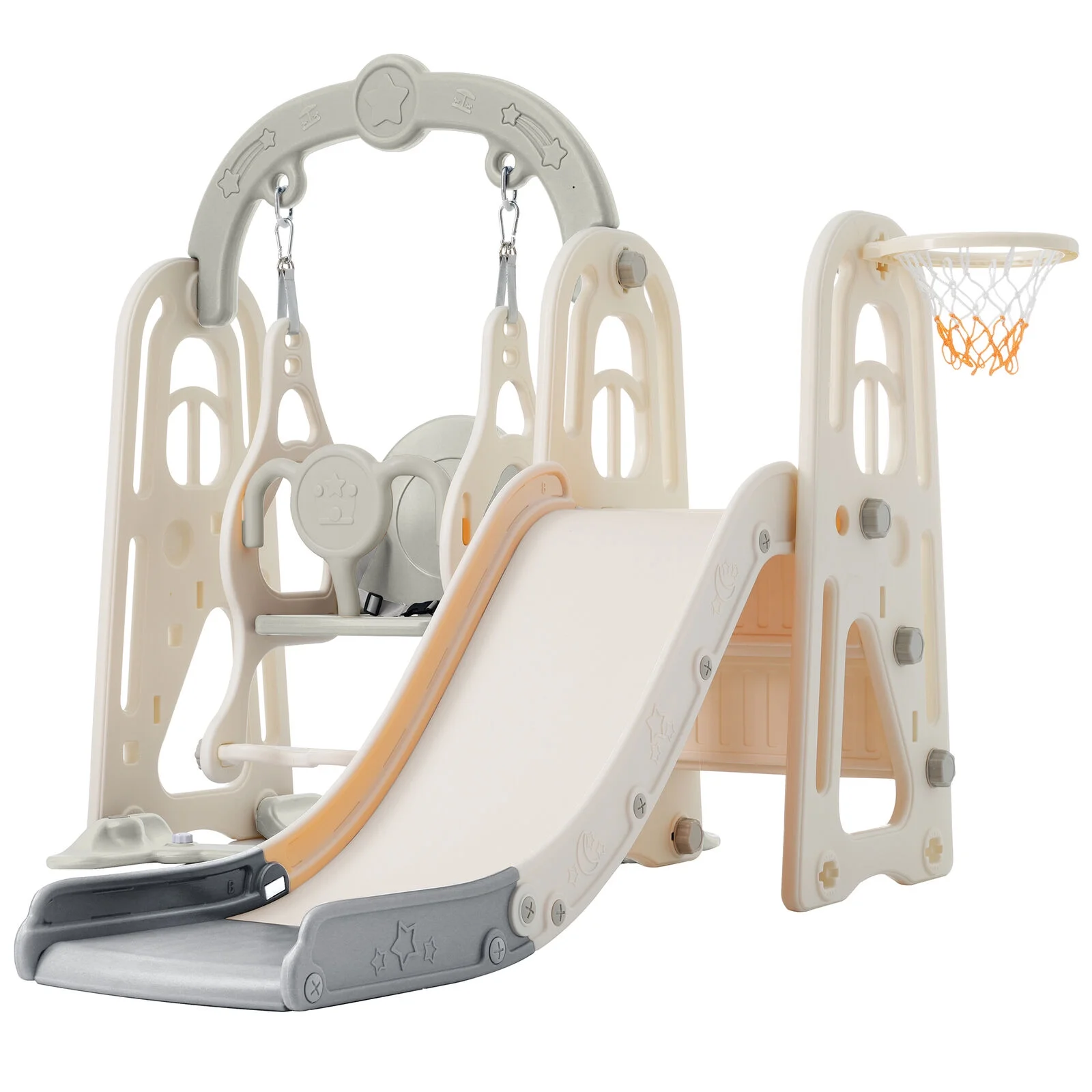 Toddler Slide Swing Set 3 in 1,Kid Playground Climber Slide Playset ball Hoop