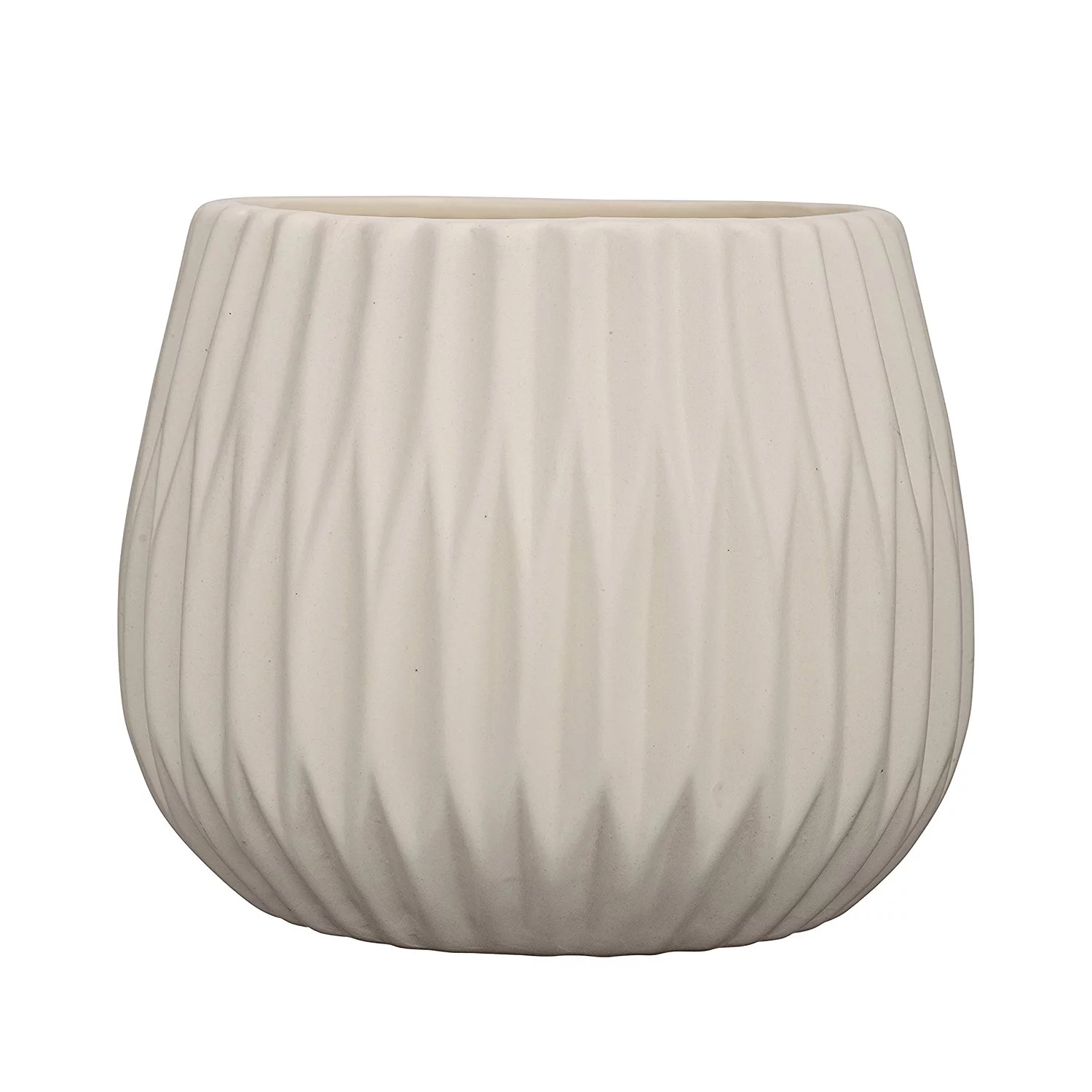 Bloomingville White Ceramic Fluted Pot