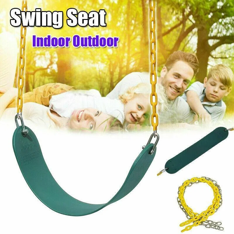 Swing Seat Heavy Duty Playing Swings Set Slides Chains Green Outdoor Indoor US