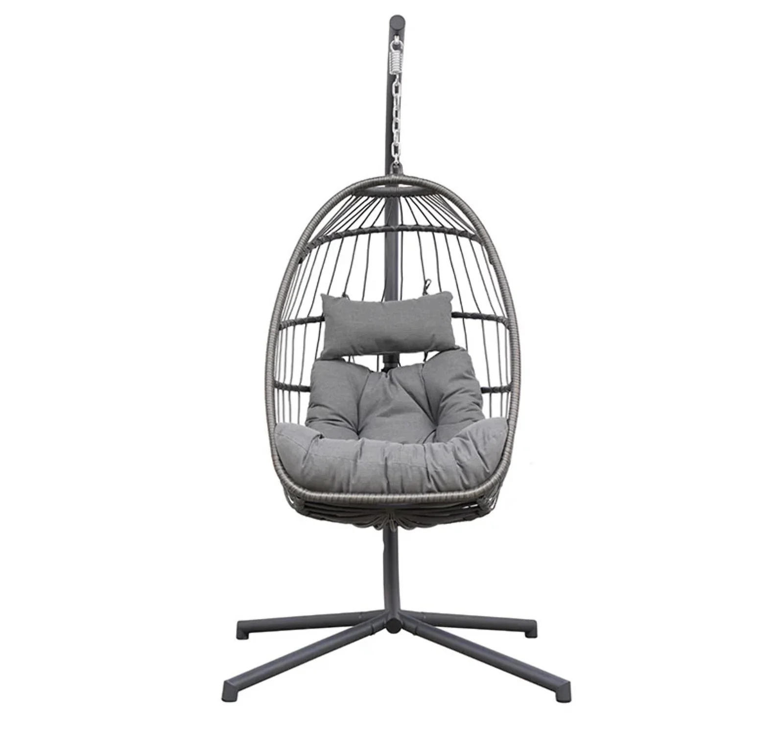 Eden Grace Rope Folding Hanging Egg Chair with Seat  Head Cushions - Stylish Outdoor Seating for Ultimate Relaxation