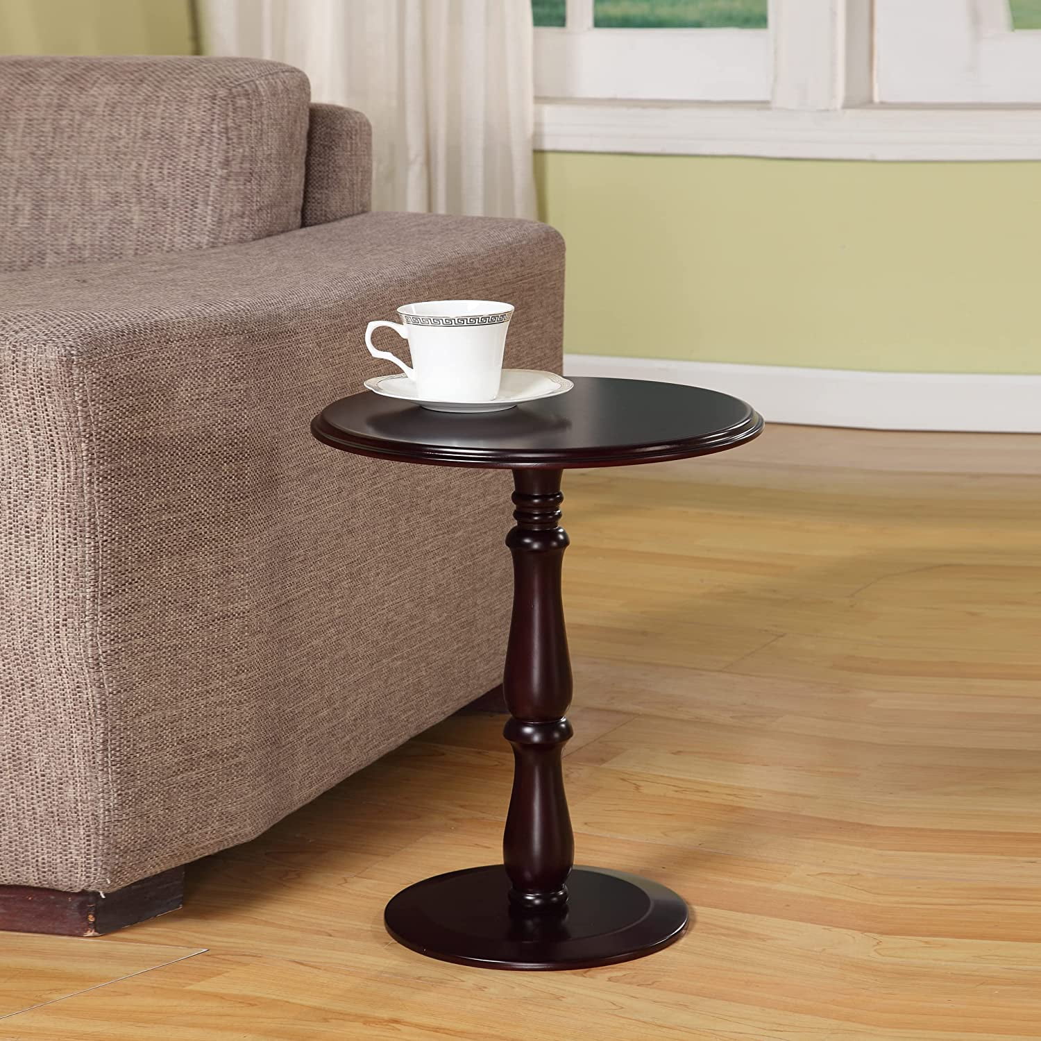 Dark Cherry Finish Wood Plant Stand Accent Side End Table