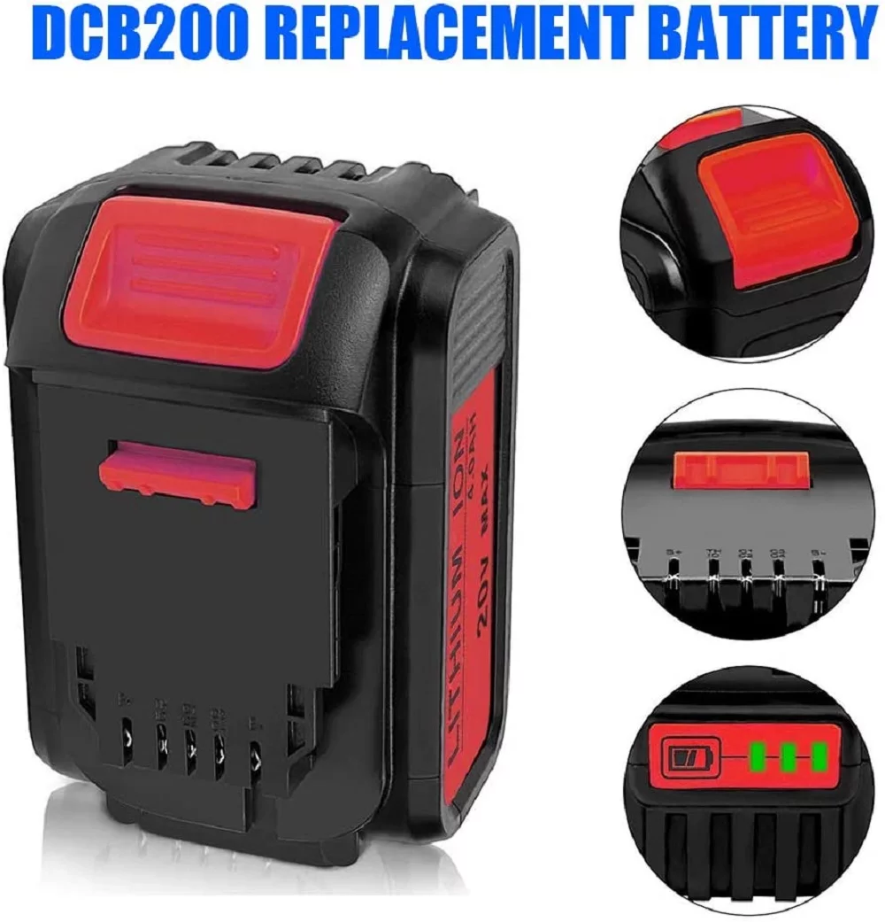 DCB200 4.0Ah Dewalt Replacement Battery Compatible with 20V Max DCB206 DCB205-2 DCB200