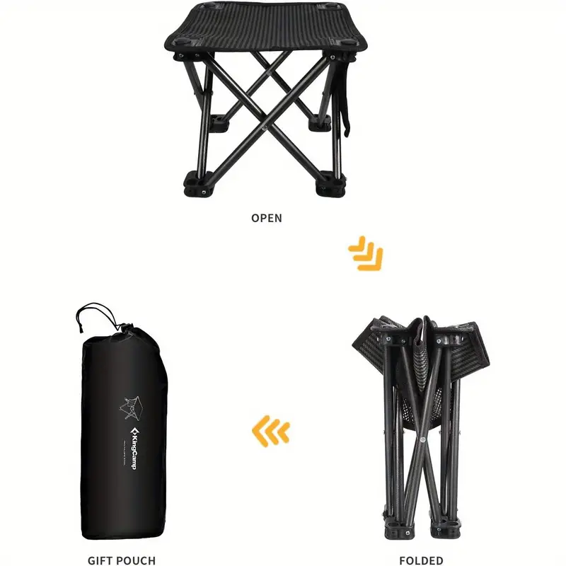 2-pack Lightweight Portable Compact Small Camping Folding Stool with Pocket for Outdoor Sports Backpacking Hiking Gardening Fishing Travel Beach, Carry Bag Included