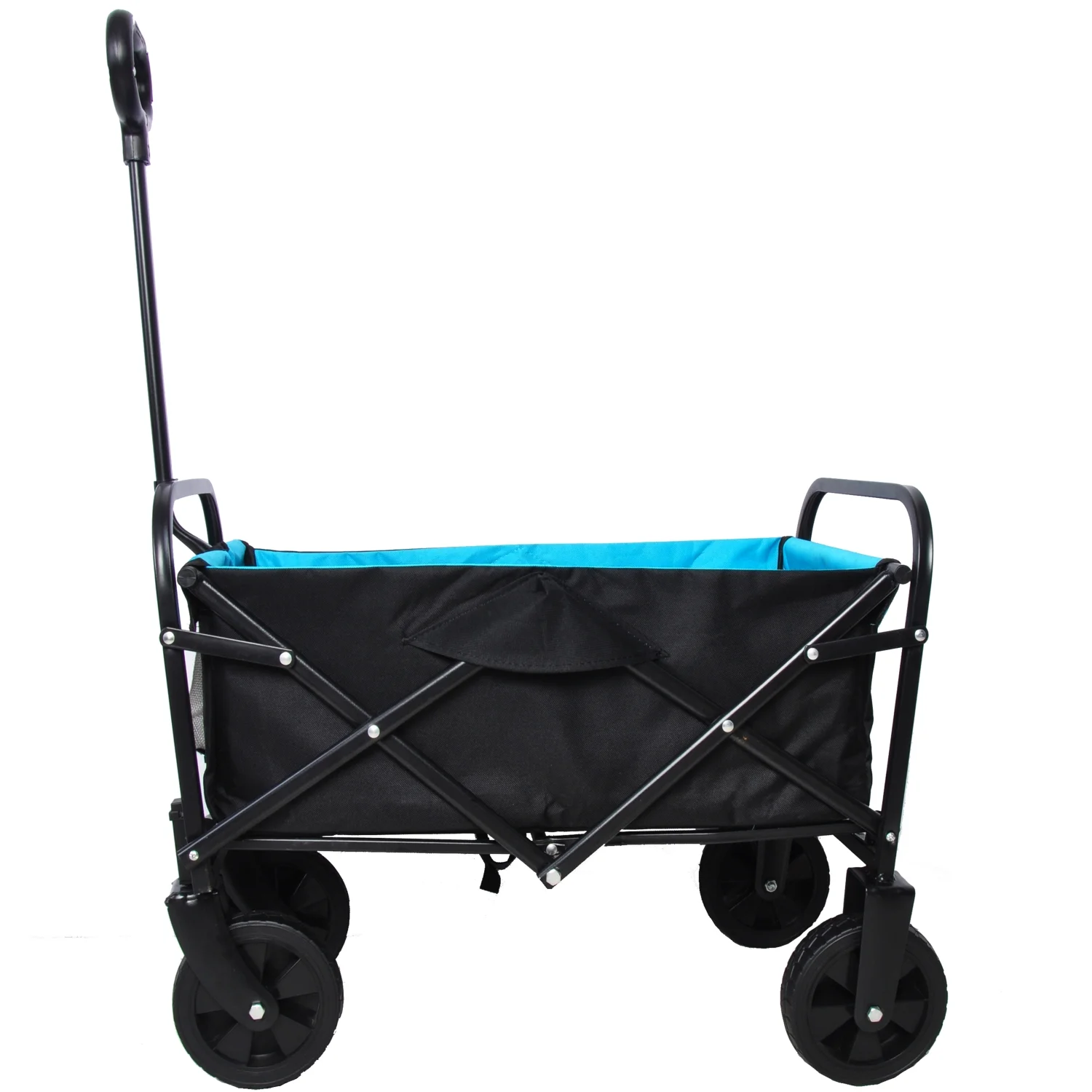 LEIYEHOOM Mini Folding Wagon Garden Shopping Beach Cart (black+blue)