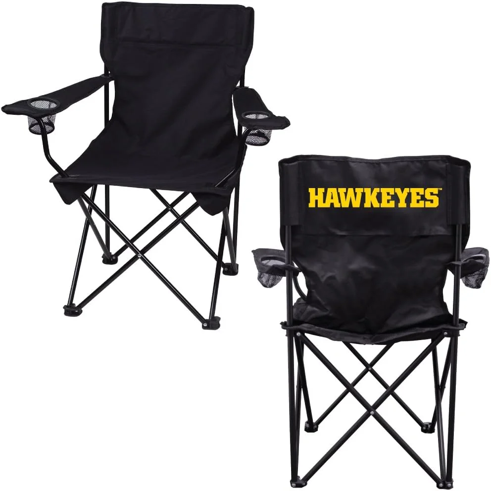 Camping Chair - University of Iowa Hawkeyes Black Folding Camping Chair with Carry B