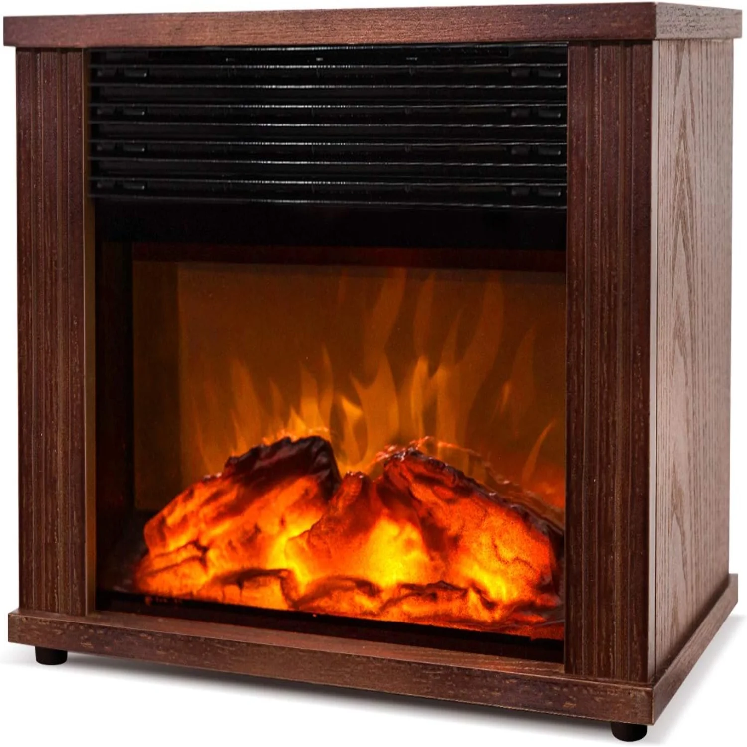 1500W Mini Electric Fireplace Tabletop Portable Heater 14'' (Black  Metal)