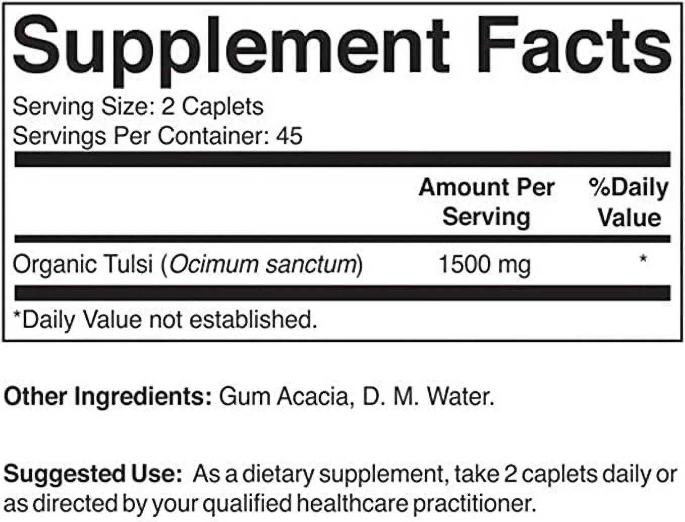 Brieofood Organic Tulsi 1500mg, 45 Servings, Vegetarian, Gluten Free, 90 Vegetarian Tablets