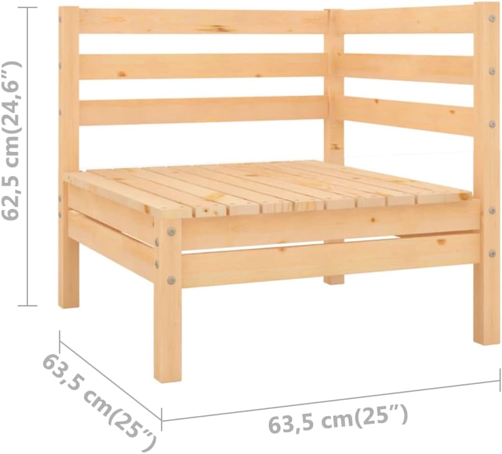 Dina Patio Corner Sofa Solid Pinewood  Outdoor Dining Chairs  Outdoor Lounge Chairs  Outdoor Sofa Set  Furniture Conversation Set for Balcony  Yard