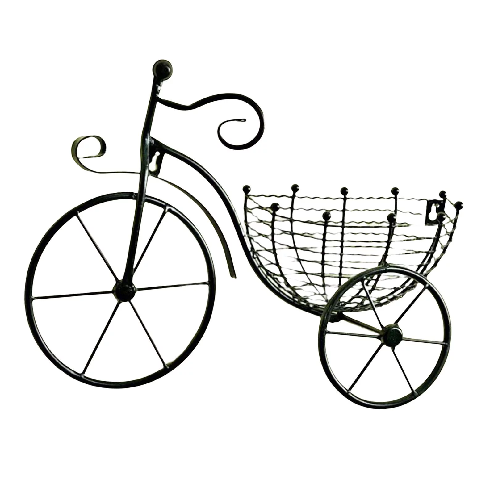 Wrought Iron Flower Basket, Wall Mount Hanging Flower Stand, Retro Style for Garden, Wedding, Living Room, Balcony Decoration Black