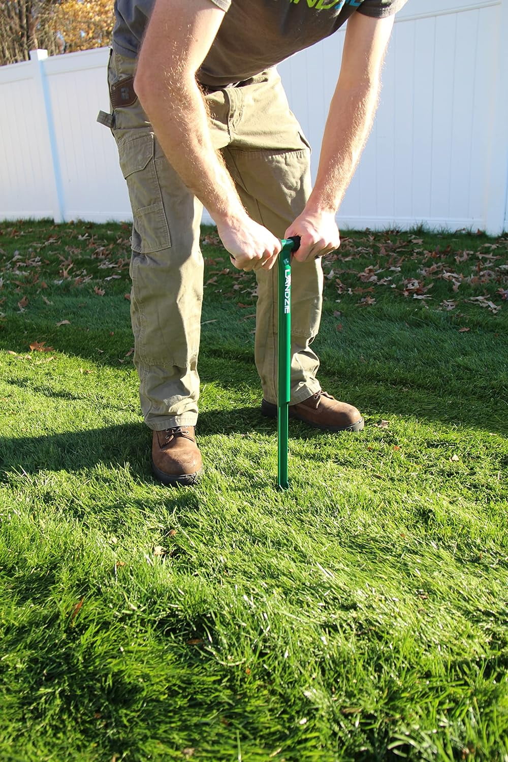 Landzie Lawn & Garden Care Kit - 44 inch Mesh Push/Tow Behind Spreader and 20 Inch Steel Soil Sampler Probe - Test Grass Plugs and Spread Topdressing - Compost, Peat Moss, Topsoil, Mulch, Manure