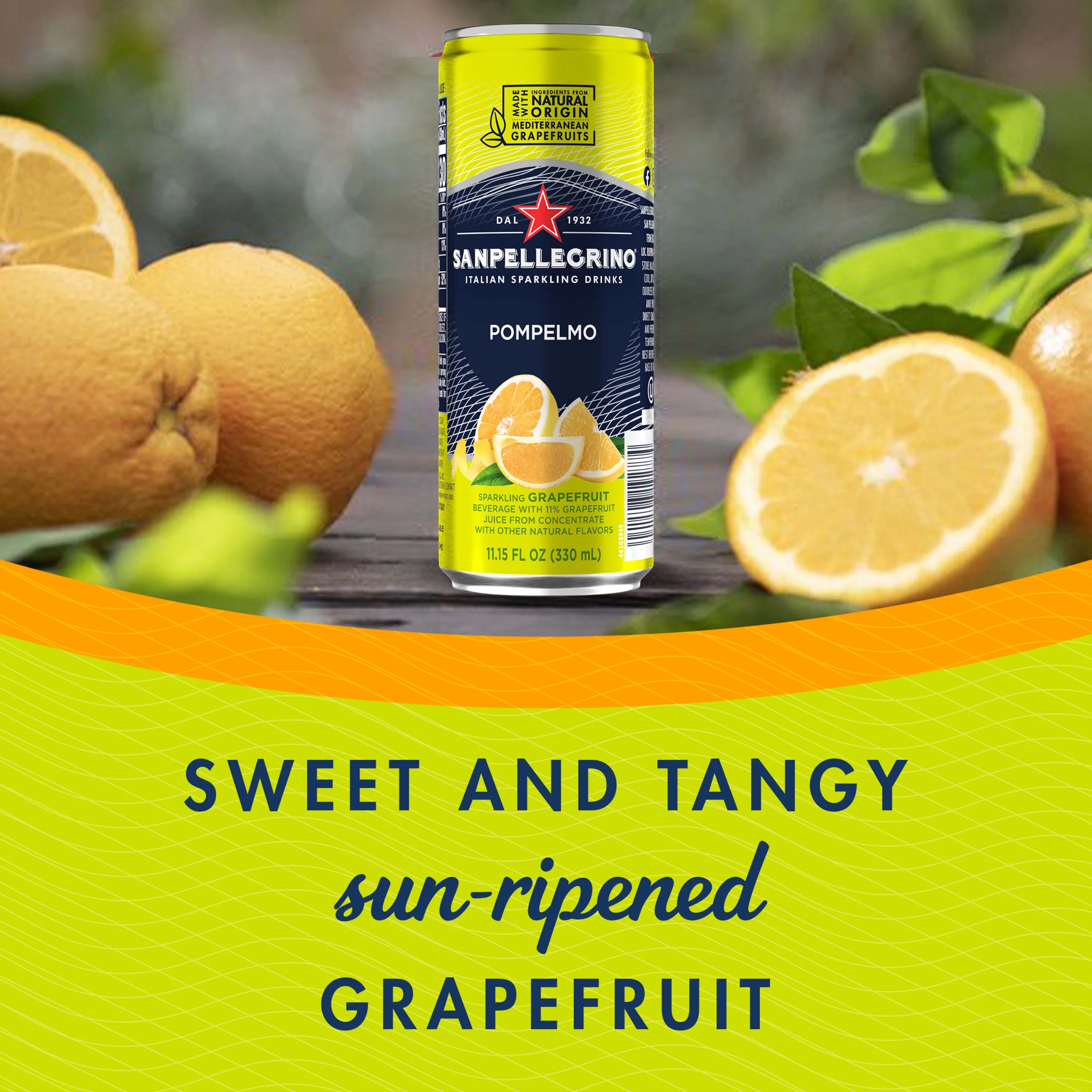 Sanpellegrino Italian Sparkling Drink Pompelmo, Sparkling Grapefruit Beverage, 6 Pack of Cans 66.9 fl oz