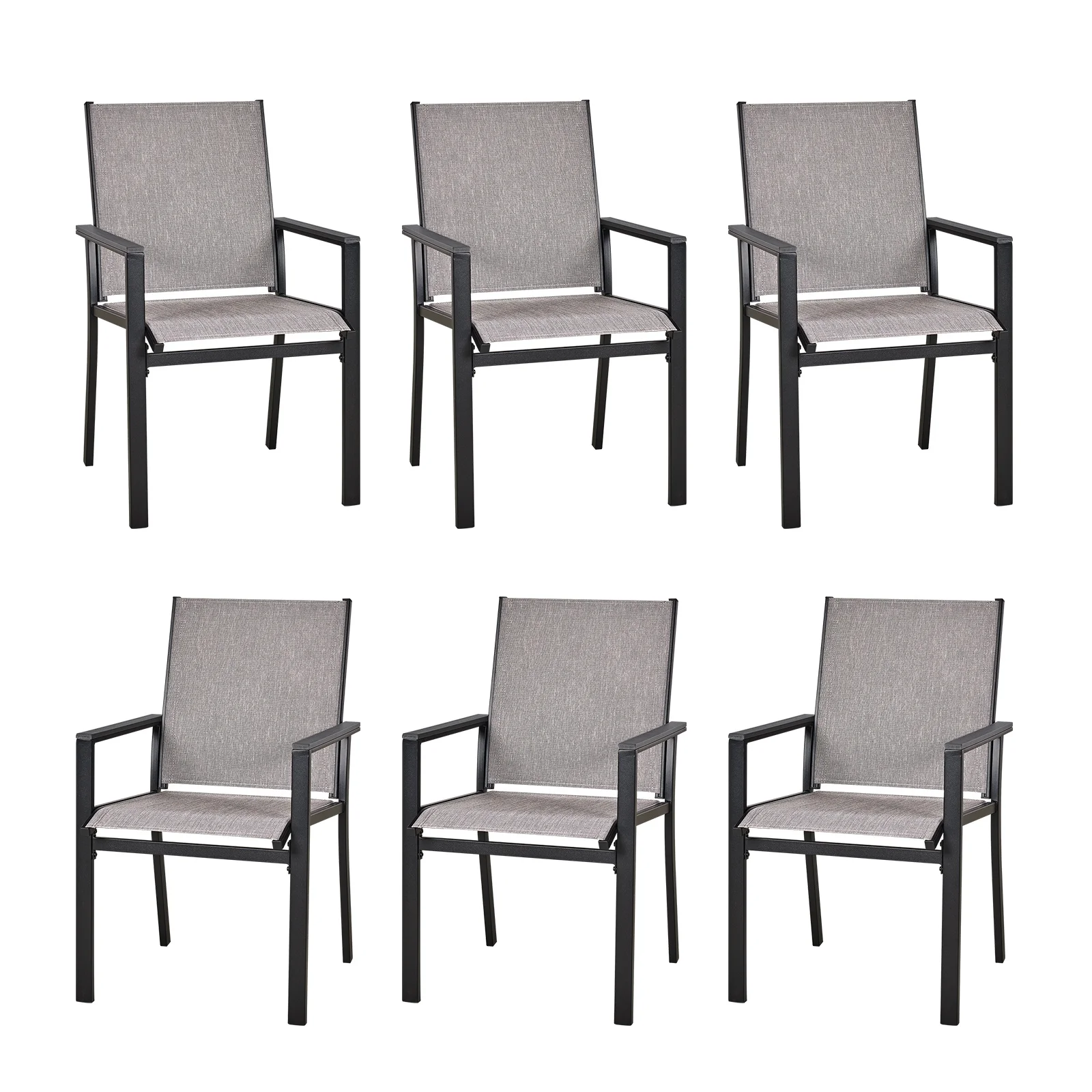 Durable Metal Outdoor Dining Chairs (Set of 2) - 2 - Black chair and beige cushion - 31.97 - Elevate your outdoor seating with durable style!