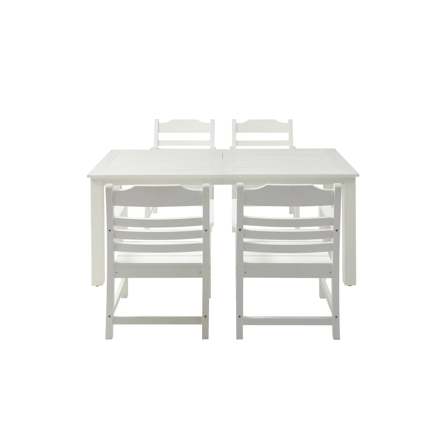 HIPS Patio Furniture Dining Chair and Table  5 Pieces(4 dining chairs+1 dining table) Backyard Conversation Garden Poolside Balcony White