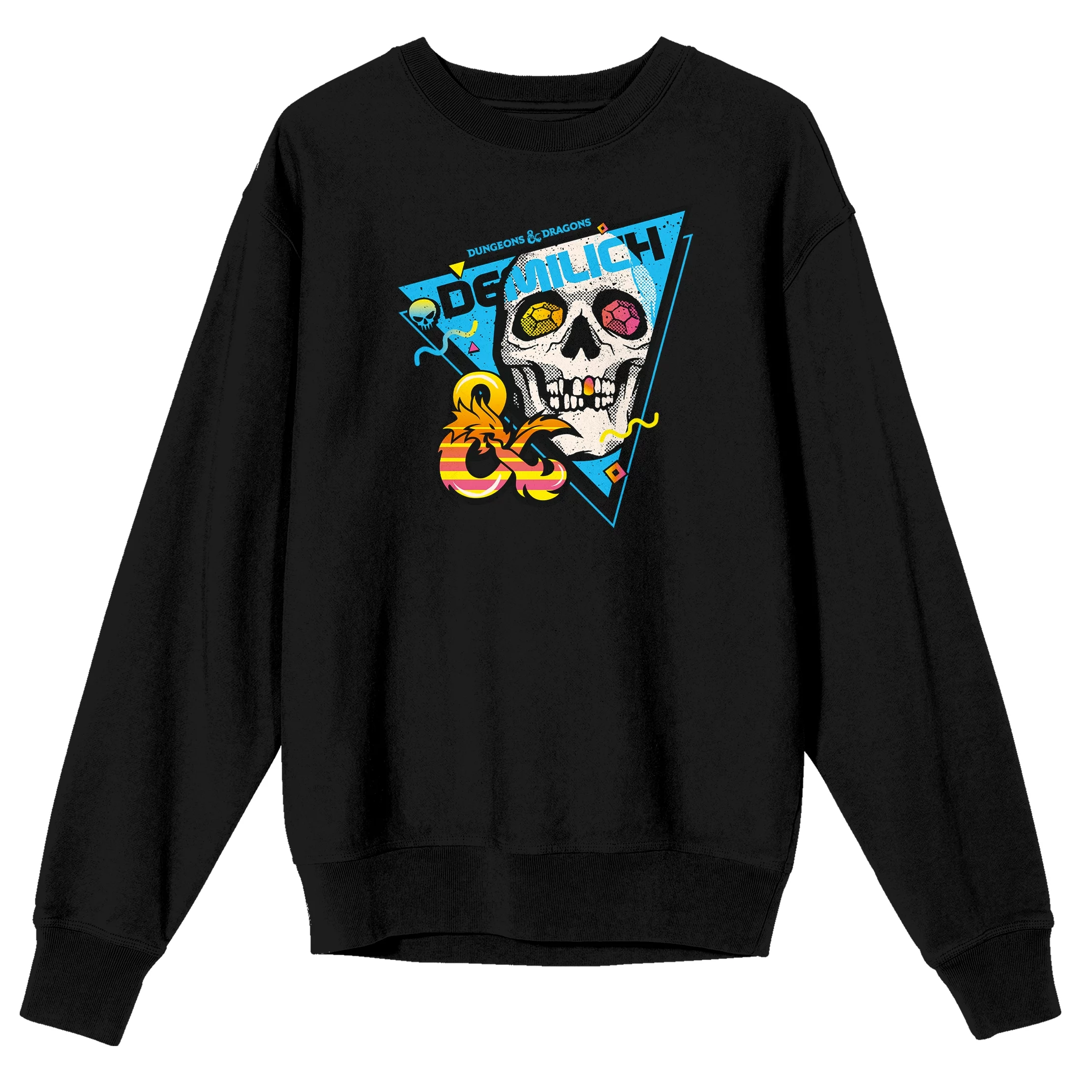 Dungeons & Dragons Demilich Skull Monster Men's Black Long Sleeve Sweatshirt-XL