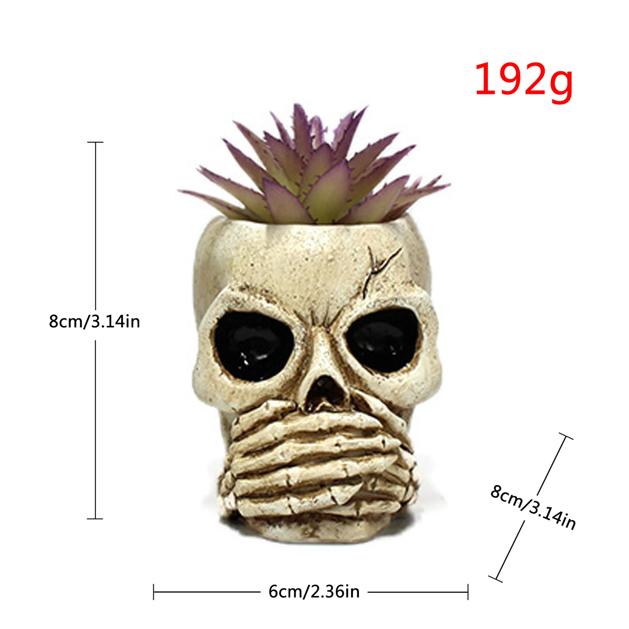 Sprifallbaby Skull Head Flower Pots, Gothic Skeleton Planter Container Office Organizer for Halloween Decoration