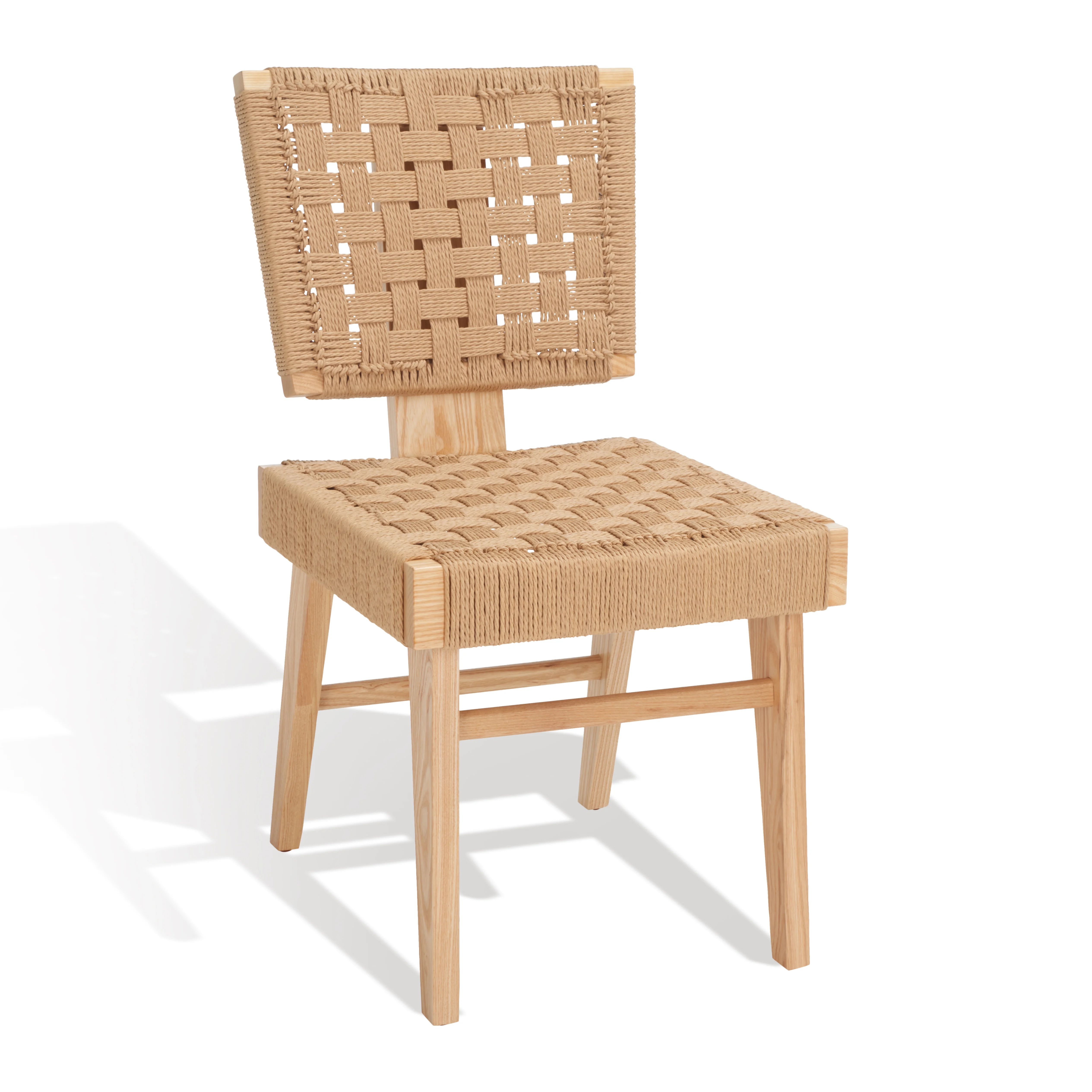 SAFAVIEH Couture Susanne Natural Woven Paper Solid Dining Side Chair, Natural (Set of 2)