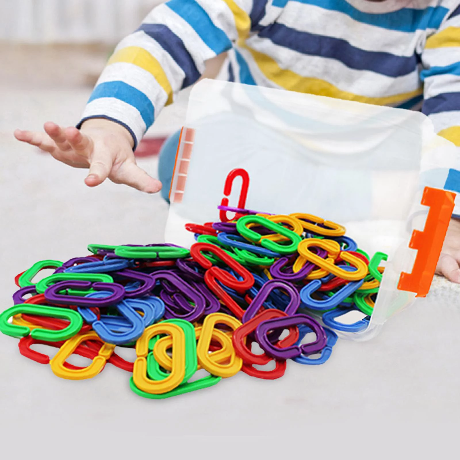 150 Pieces Rainbow C Links, Hooks, Learning Toys Bird Swing Chain Chain Links Assorted Color Links for Preschool Kids Children