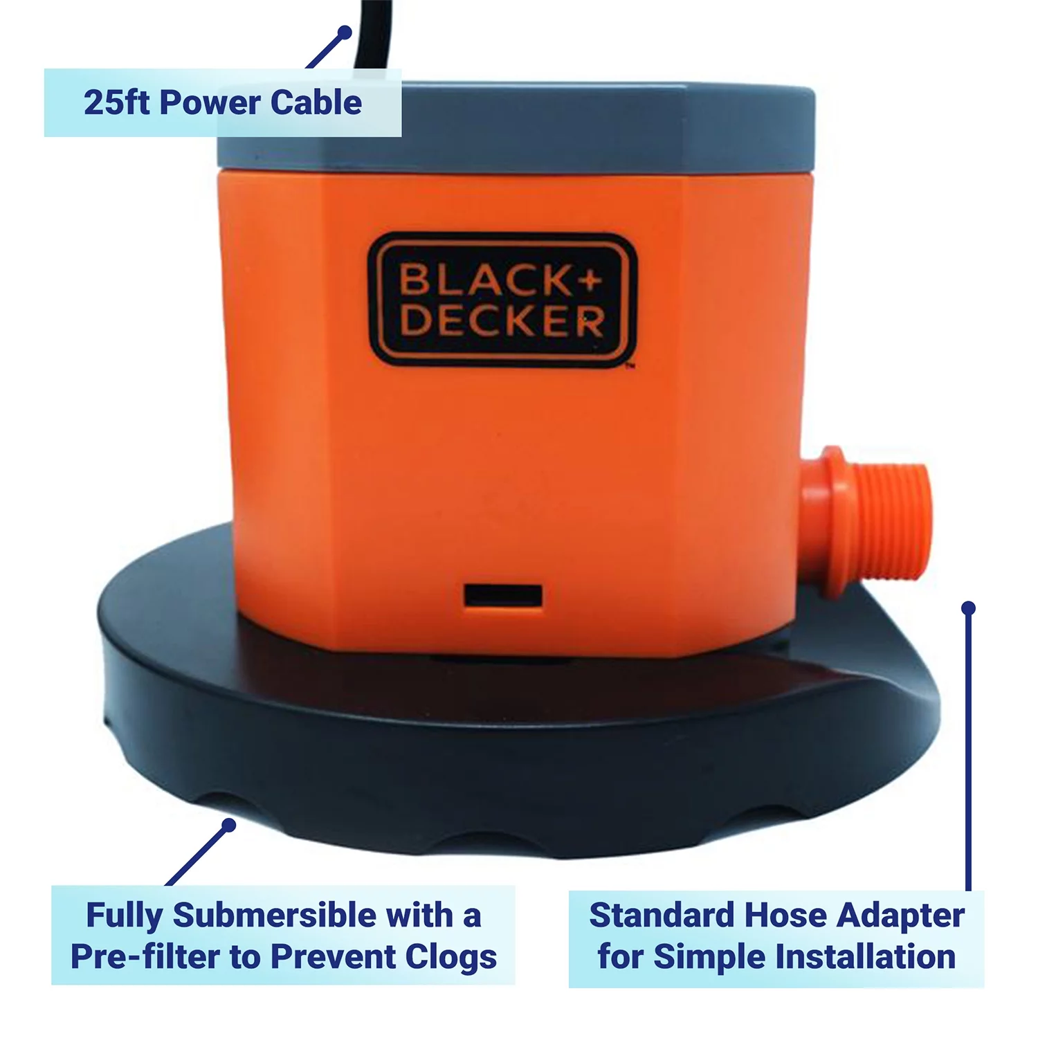 Black+Decker 800 GPH Submersible Pool Cover Pump
