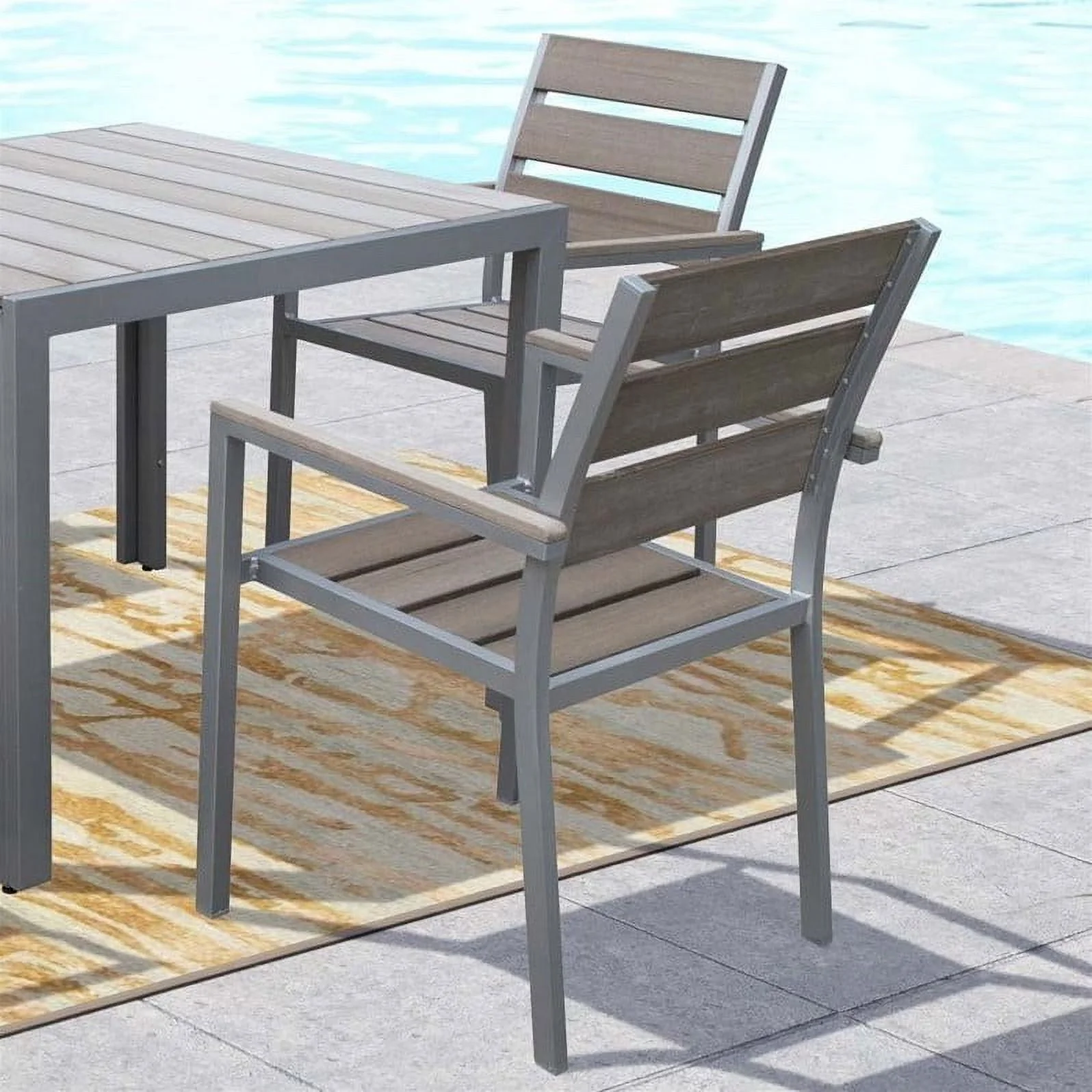 Atlin Designs Patio Dining Chair in Sun Bleached Gray (Set of 2)