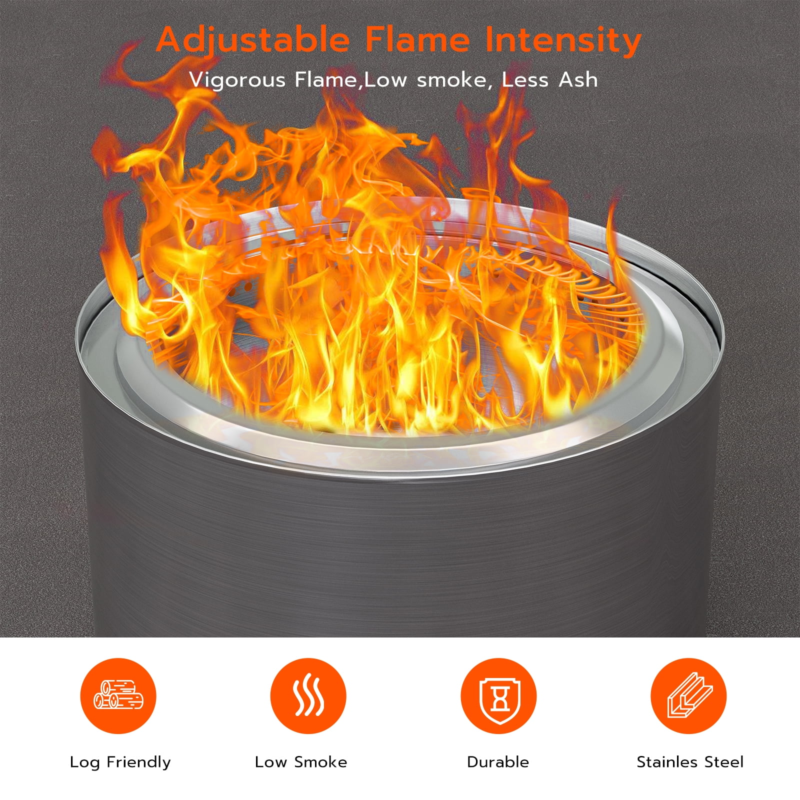 15 Outdoor Portable Fire Pit with Low Smoke Technology, Waterproof Cover, and Accessories - Perfect for Camping and Outdoor Gatherings