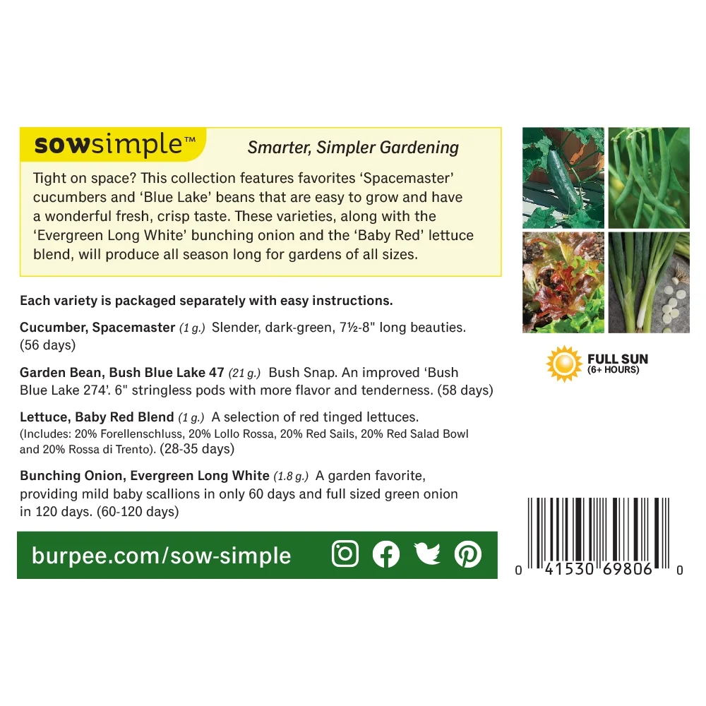 Burpee Space Saver Garden Starter Garden Vegetable Seed Collection, 1-Pack