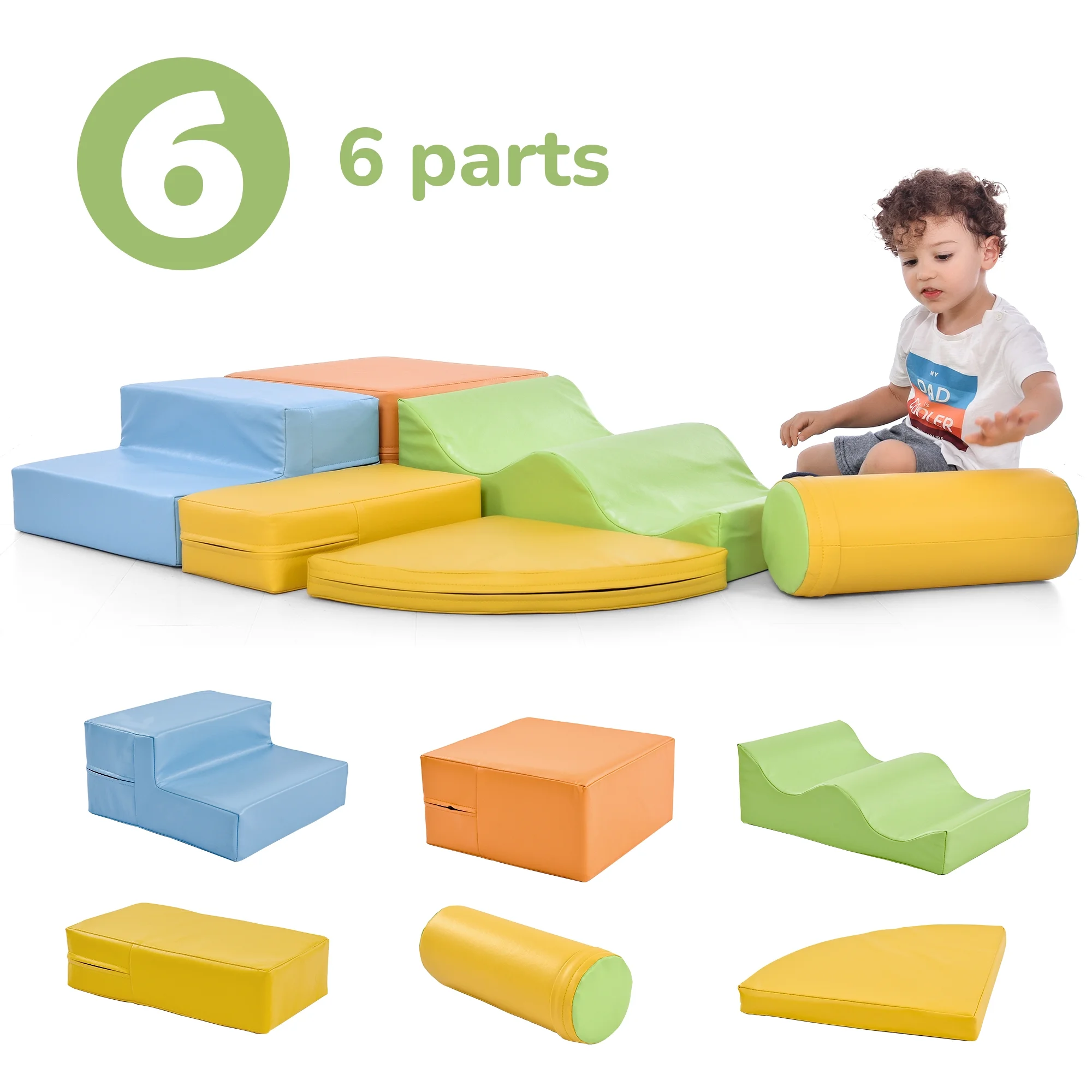EUROCO 6 Pcs Foam Climbing Blocks for Toddlers, Foam Blocks Playset for Kids Crawl & Climb, Baby Climbing Toys with Soft Edges for Indoor, Indoor Playground