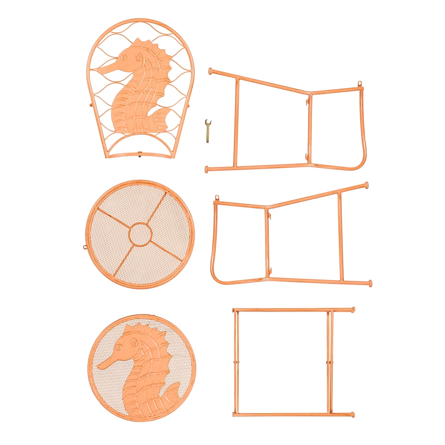 Evergreen Metal Seahorse Outdoor Chair and Table Set