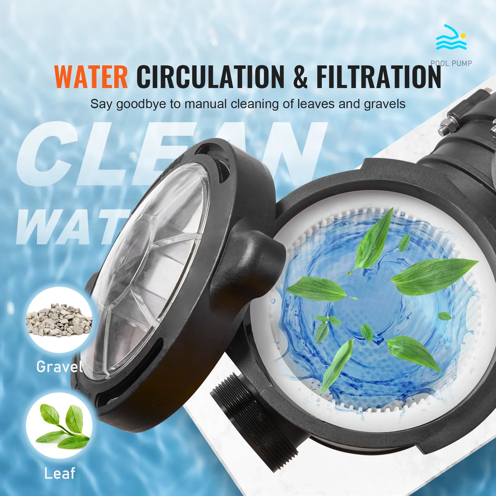 SKYSHALO 2 HP Above Ground Pool Pump Single Speed 110 GPM 110V/240V UL