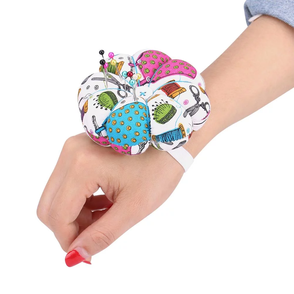 1 pcs Creative Pumpkin Fabric Sewing Needles Pin Cushion with Elastic Wrist Belt , Pumpkin pin cushions
