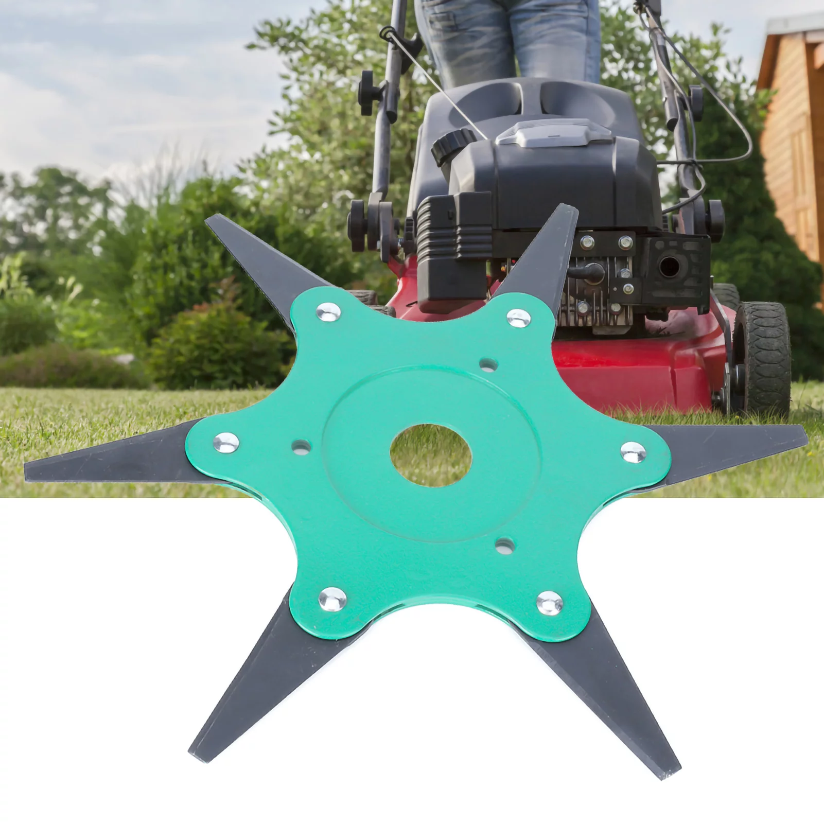 6 Teeth Brush Cutter Steel Blade 65mn Agricultural Lawn Mower Grass Trimmer Eater Head (Green)