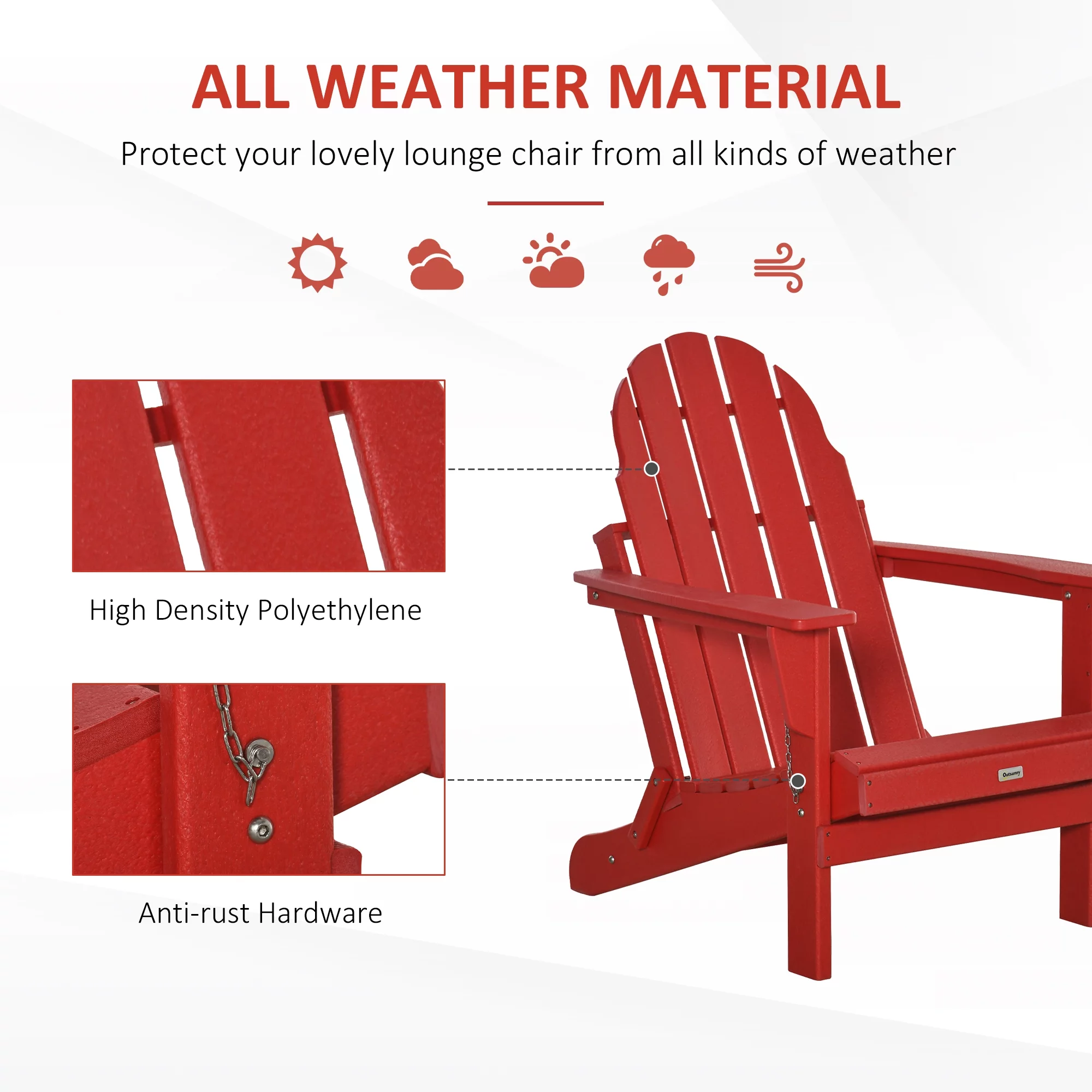 Outside Patio & Backyard Lounge Folding Adirondack Chair Ergonomic Design