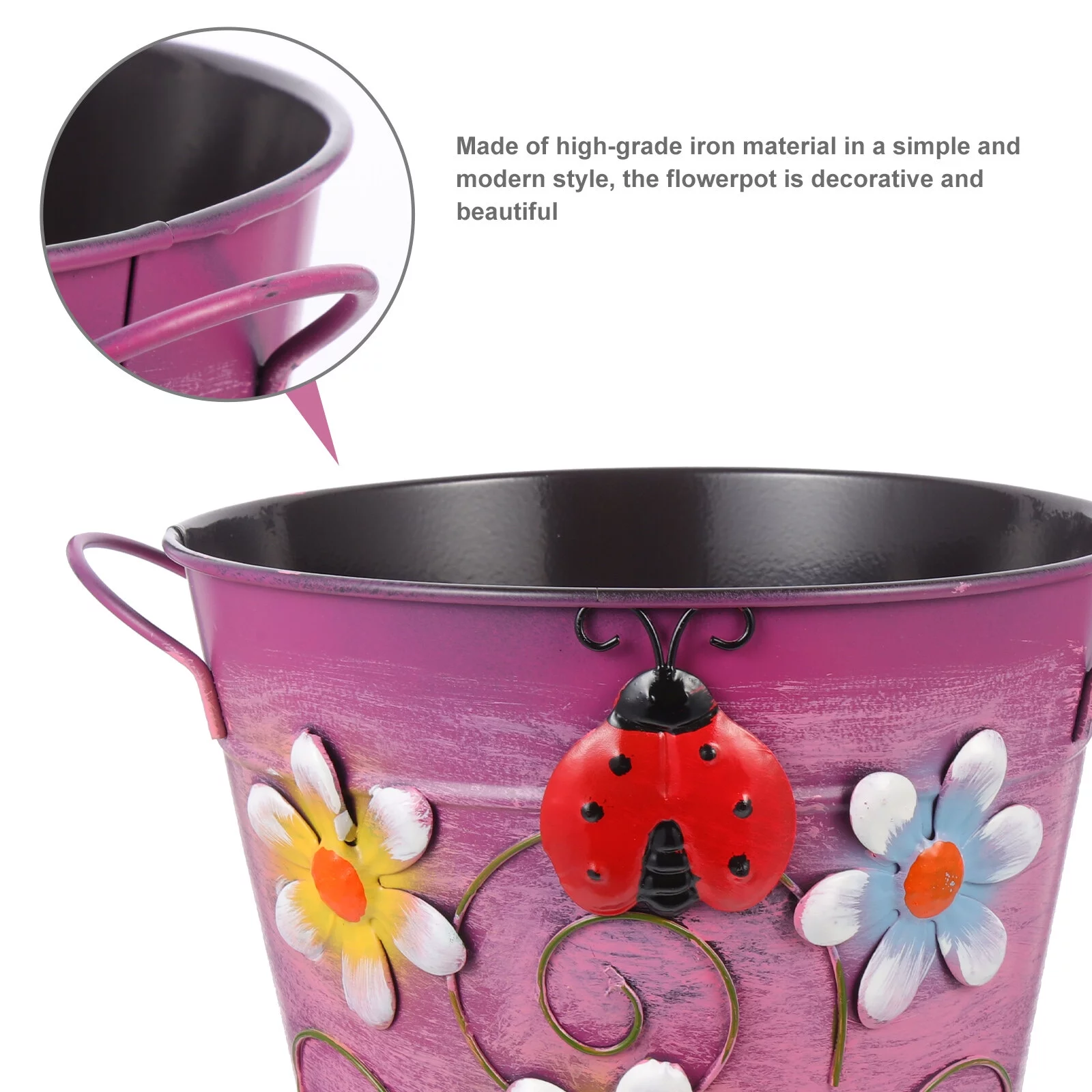 Indoor Plants Succulent Planters Vintage Decor Pots Metal Flower Buckets Iron Mini Outdoor Flowerpot Pink