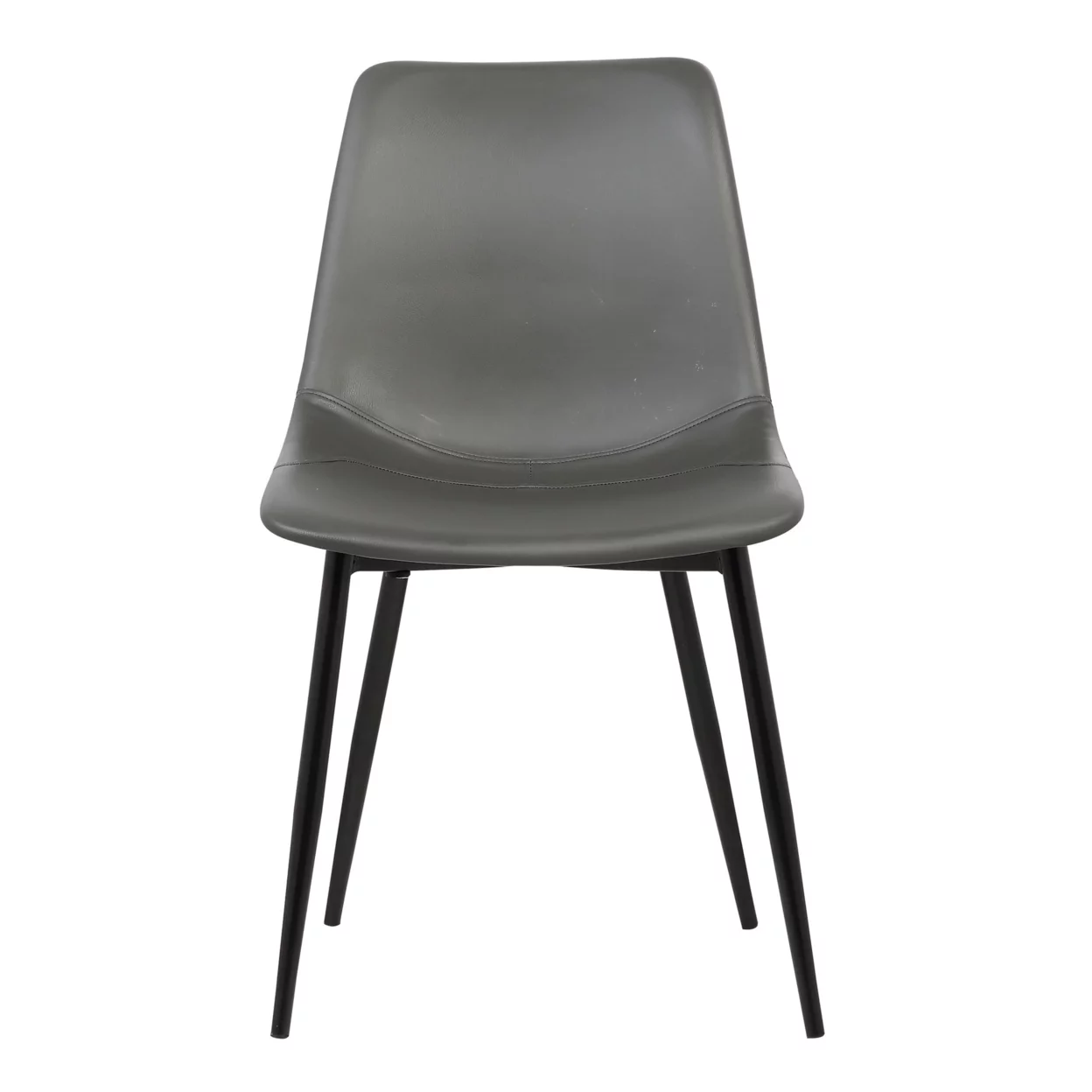 Benjara Leatherette Dining Chair with Bucket Seat and Metal Legs, Gray and Black