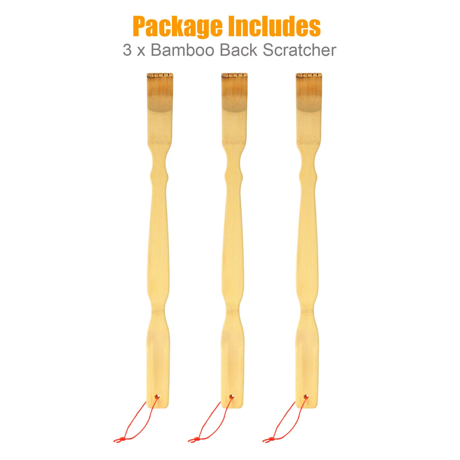 3X Natural Bamboo Wooden Tickling Rake Back Scratcher Pick Itch Relief Tool Gift