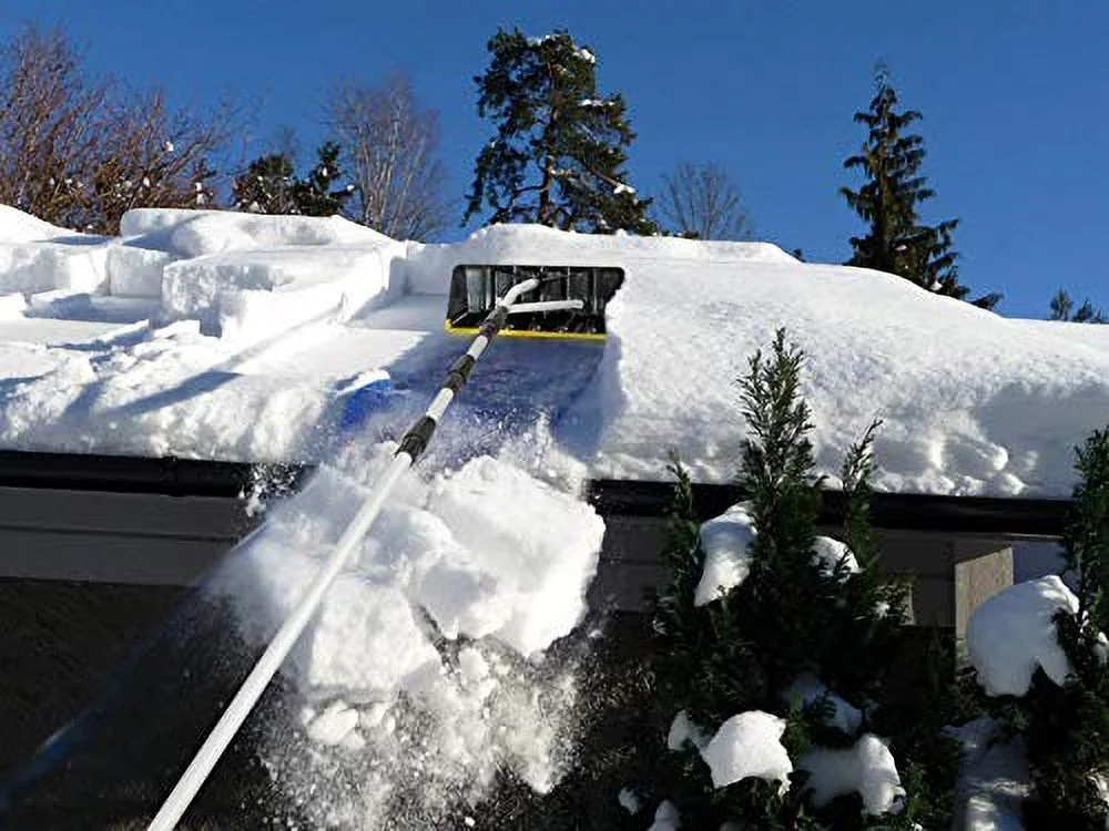 Happygrill 21 Feet Adjustable Roof Snow Rake with Large Blade Telescoping Scratch-Free Roof Snow Removal Tool