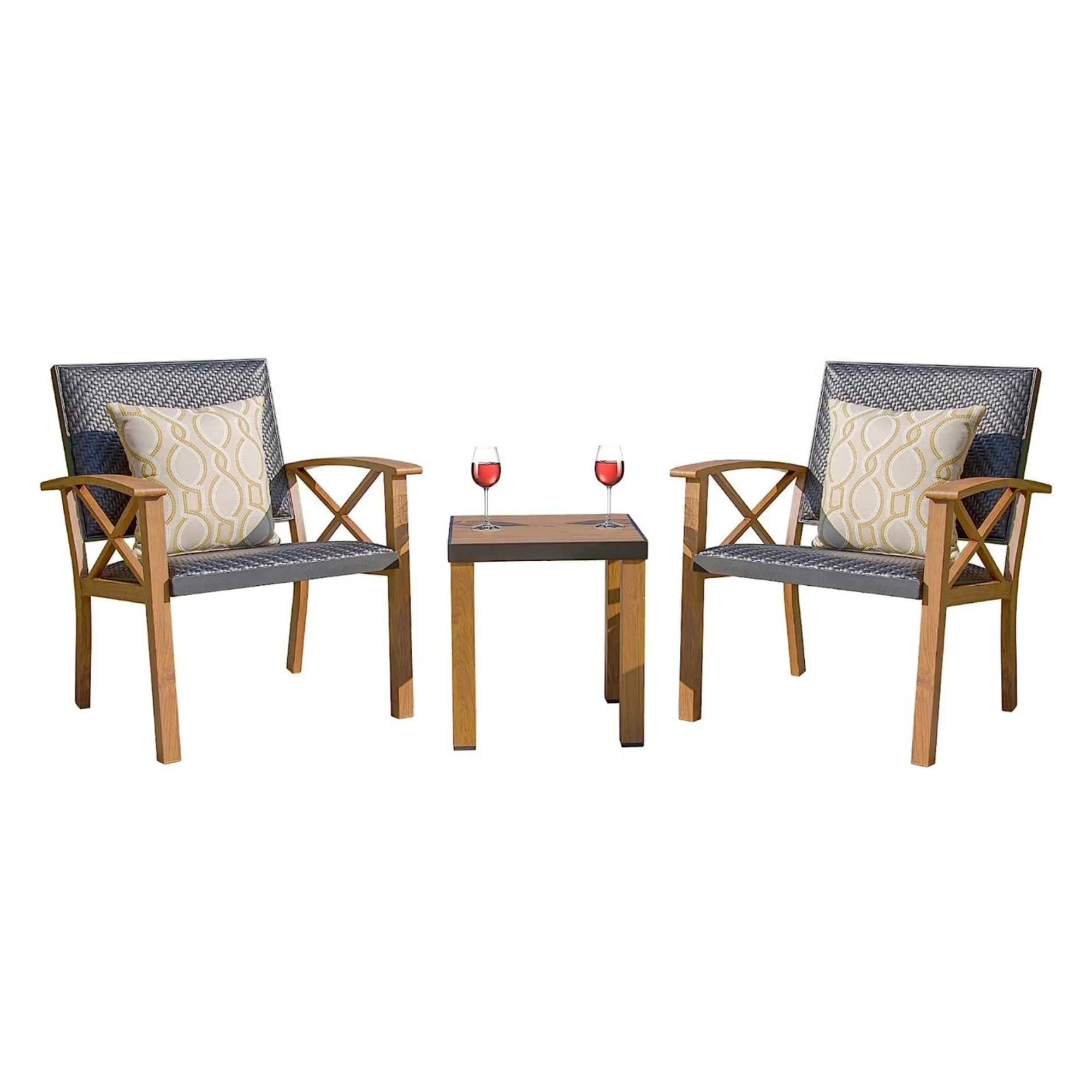 Elegant Patio Bistro Set with Chairs and Coffee Table - 3 Pieces - 48.4 - Enhance your outdoor living with style and comfort for ultimate relaxation