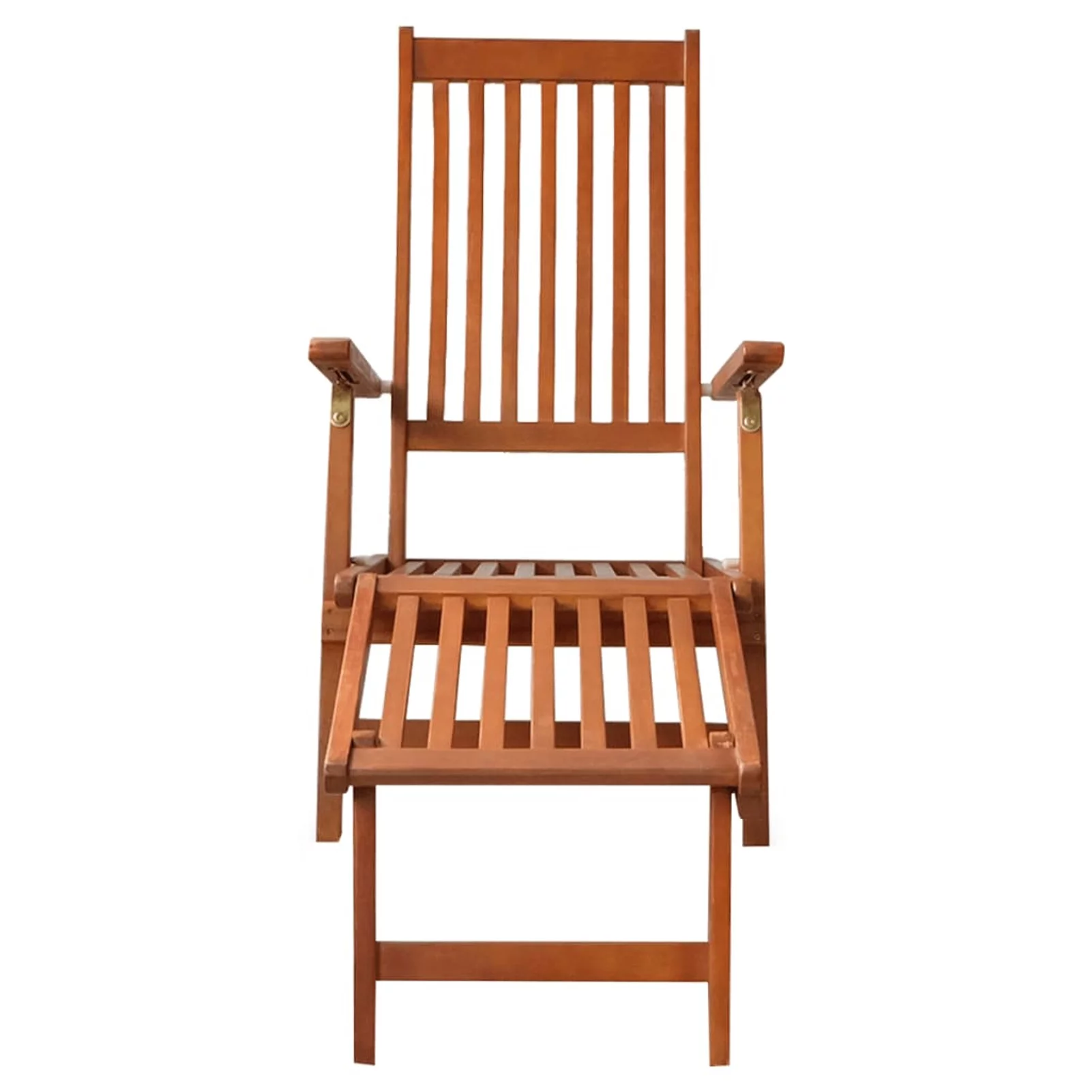 walmeck Patio Deck Chair with Footrest and Cushion Solid Acacia Wood