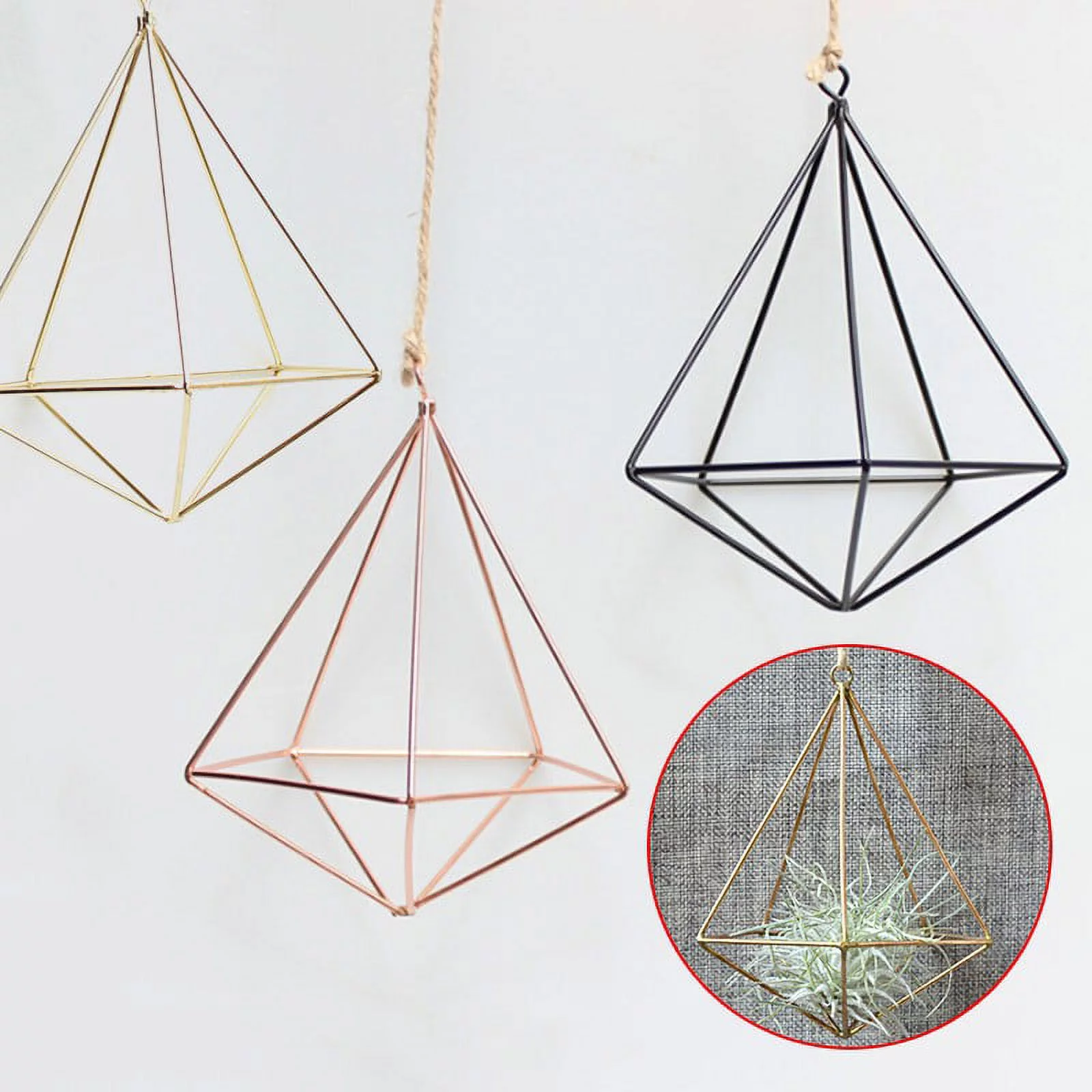 Stylish Metal Geometric Air Plant Flower Pot Holder - Perfect Wall Decoration