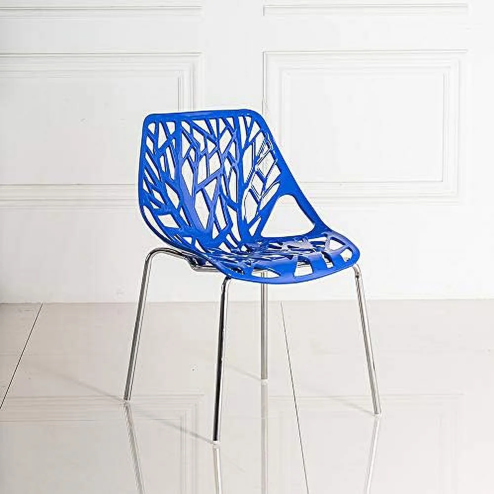 QYFZBIM Modern Dining Chairs Set Plastic Saping Birch Chairs Stackable Chairs Set for Living Room/Kitchen/Office (6  White)