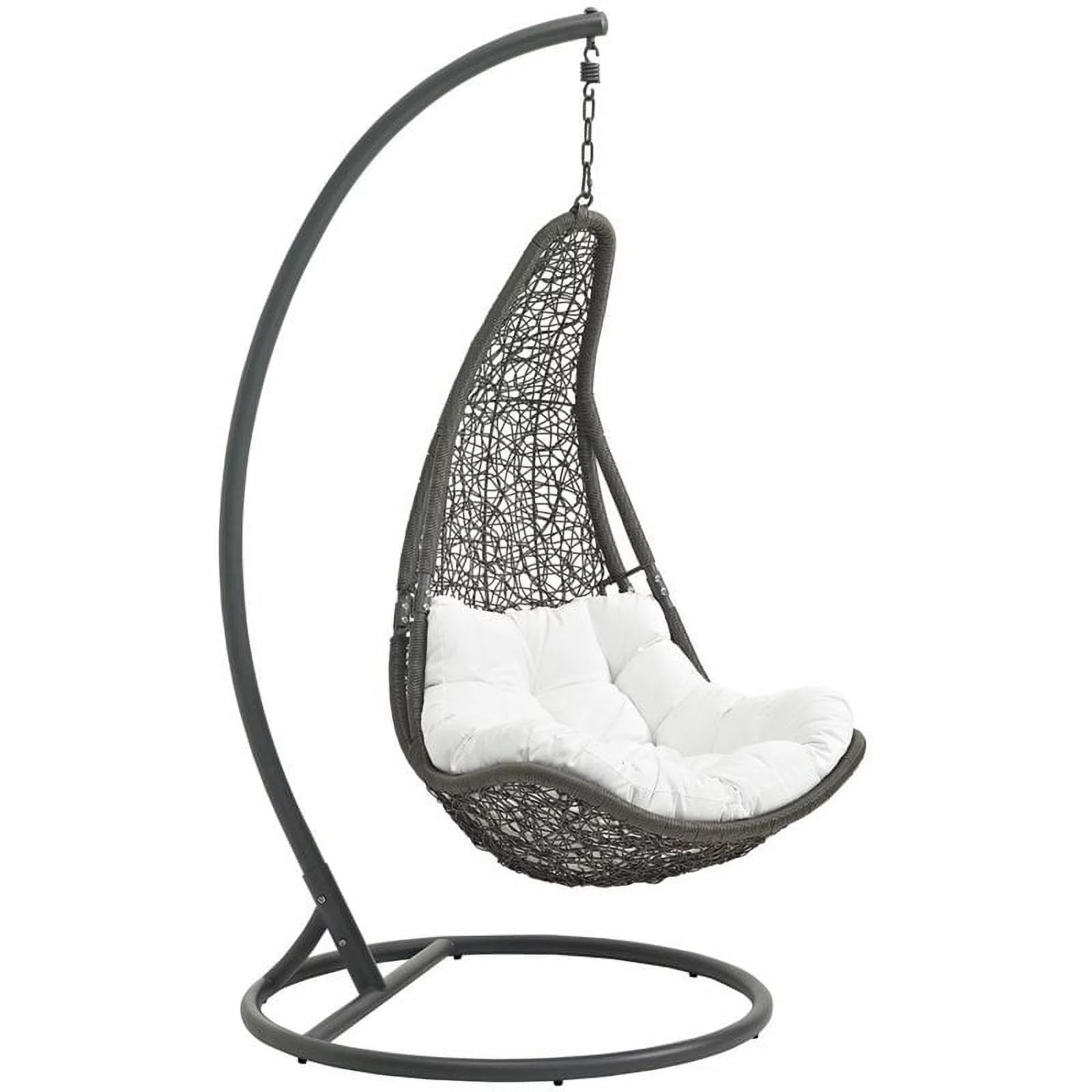 Home Square 2 Piece Patio Swing Chair Set with Stand in Gray and White