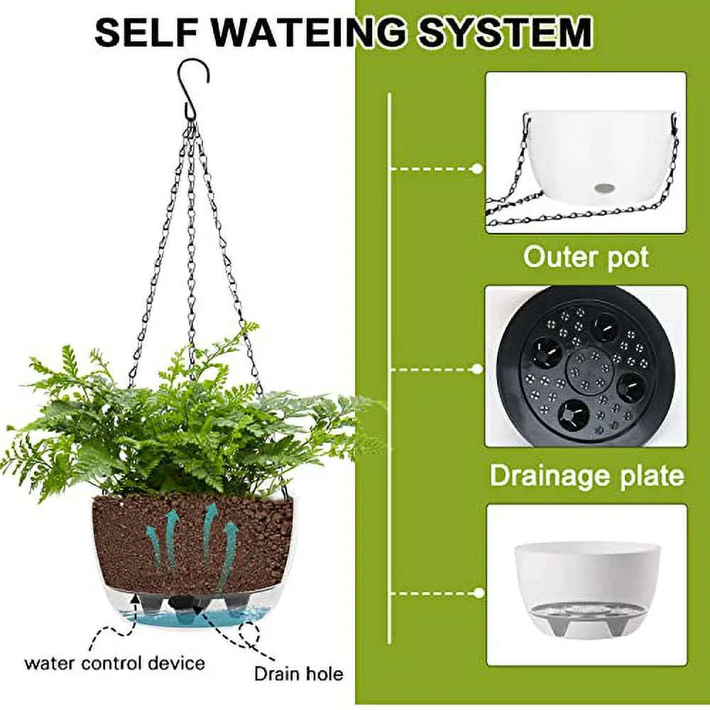 Sungmor Self Watering Hanging Planter for Indoor Plants, 9.4