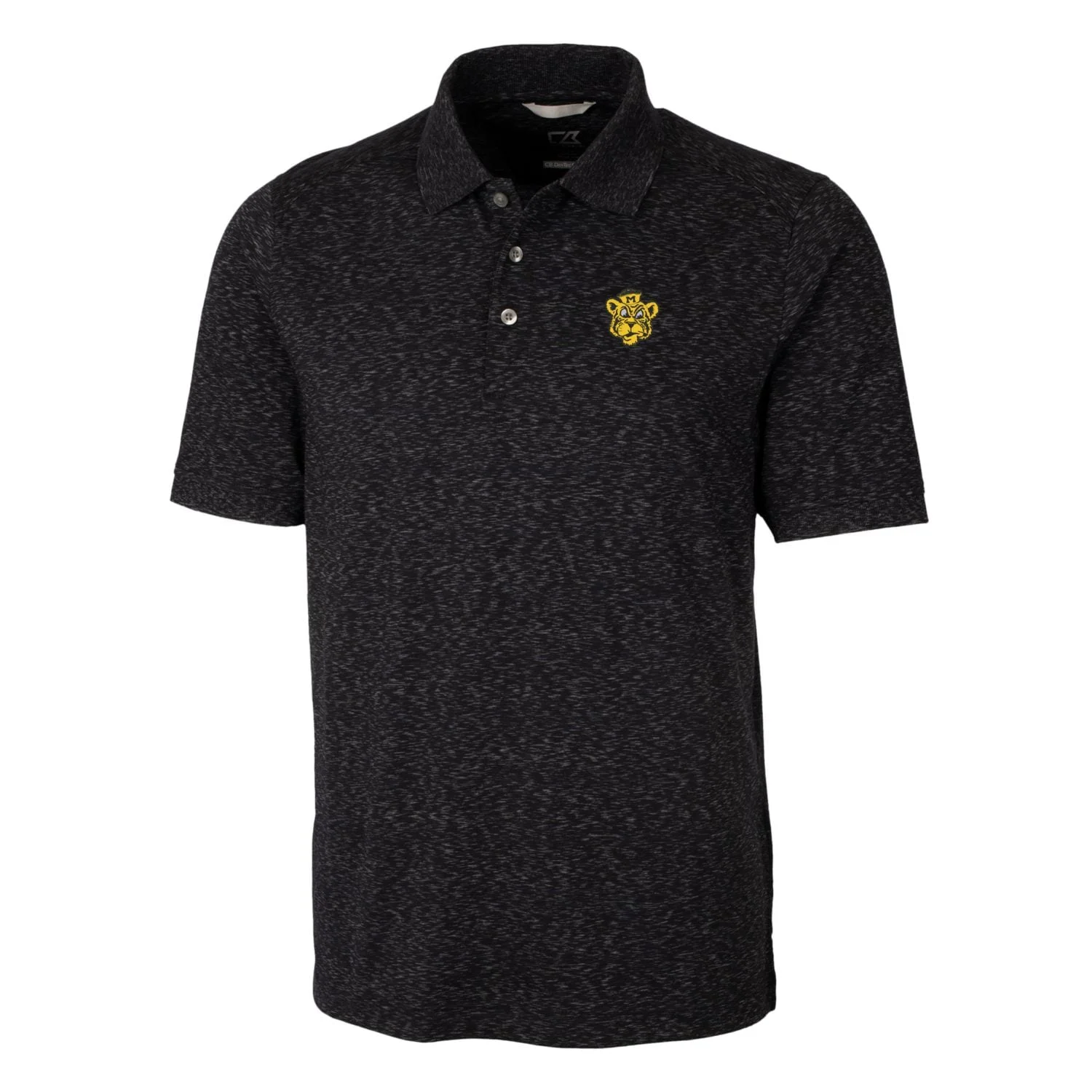 Men's Cutter & Buck Black Missouri Tigers Advantage Space Dye Tri-Blend Polo
