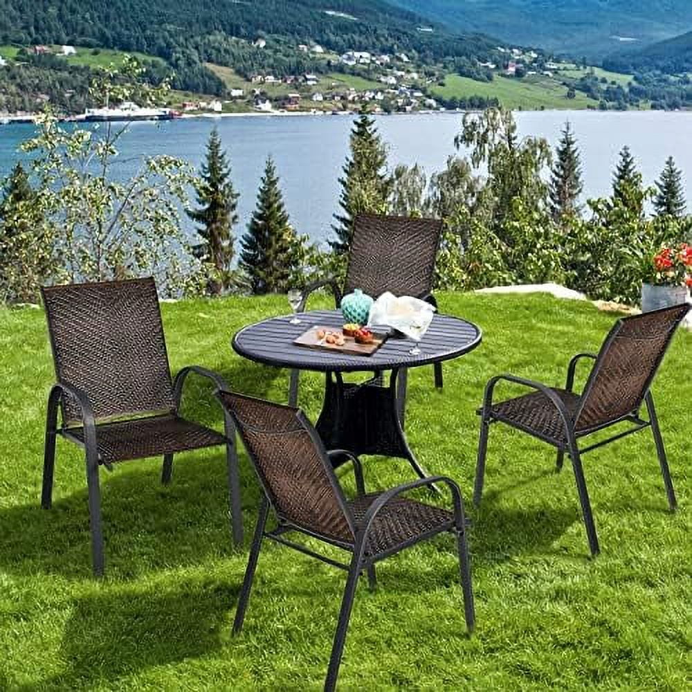 MQLIFEBOOM 6 Pack Stackable Dining Chairs Outdoor PE Wicker Patio Arm Chairs with Rustproof Steel Frame  Bistro Deck Chairs for Backyard Garden and Poolside